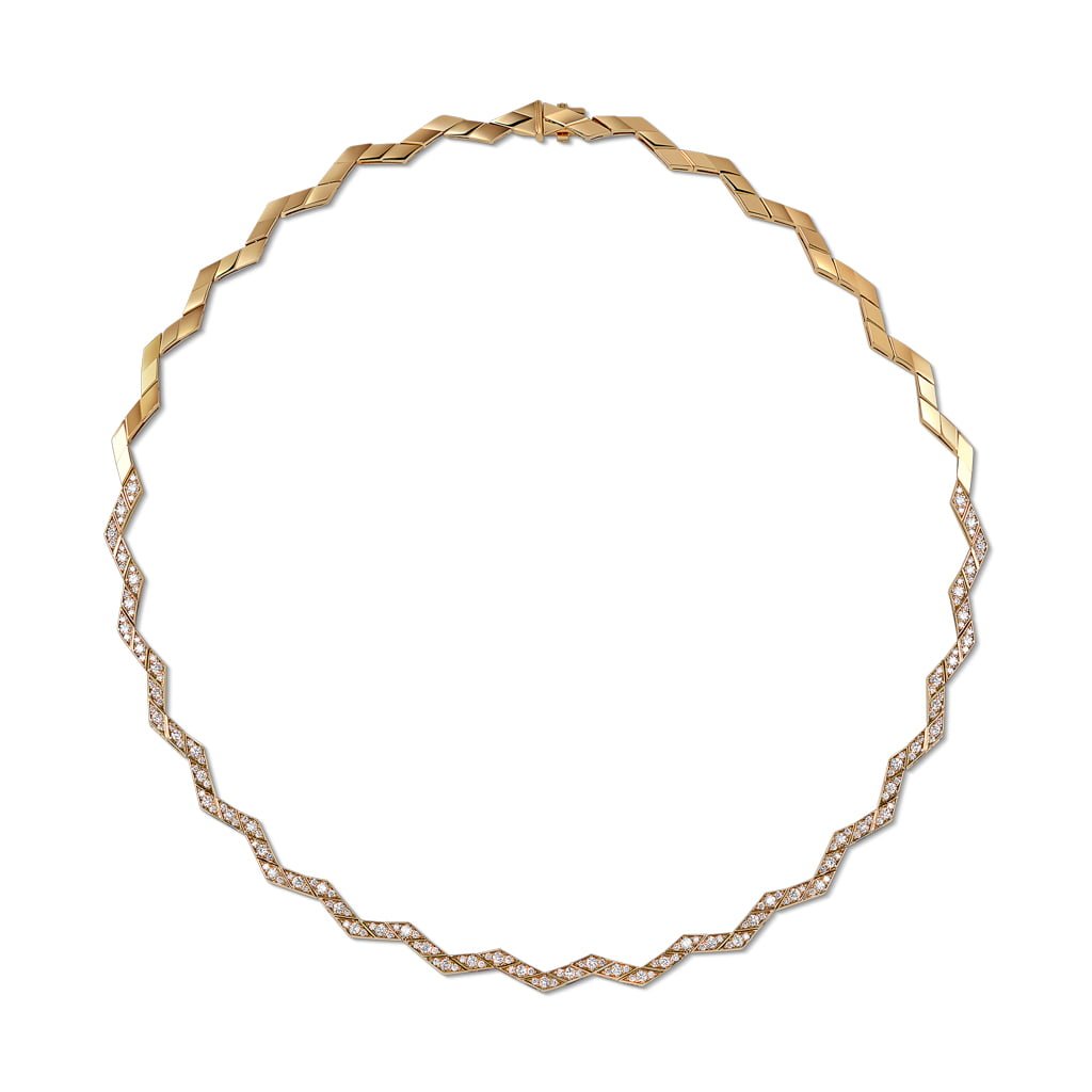 Eternity Small Full Diamond Yellow Gold Necklace