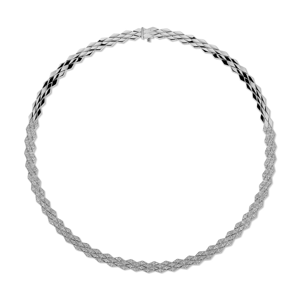 Eternity Large Full Diamond White Gold Necklace