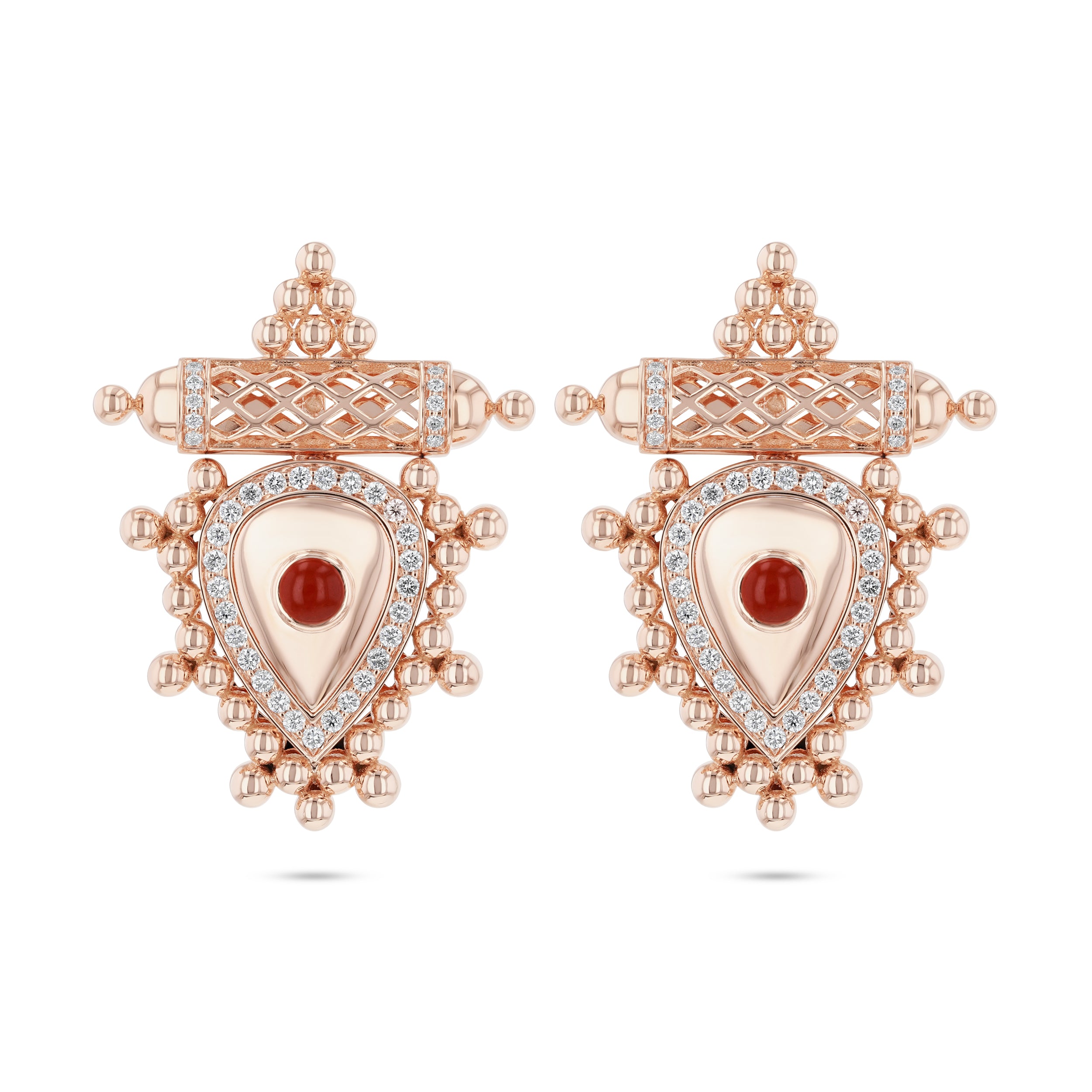 Al Qasr Medium Earrings – Agate | Rose Gold