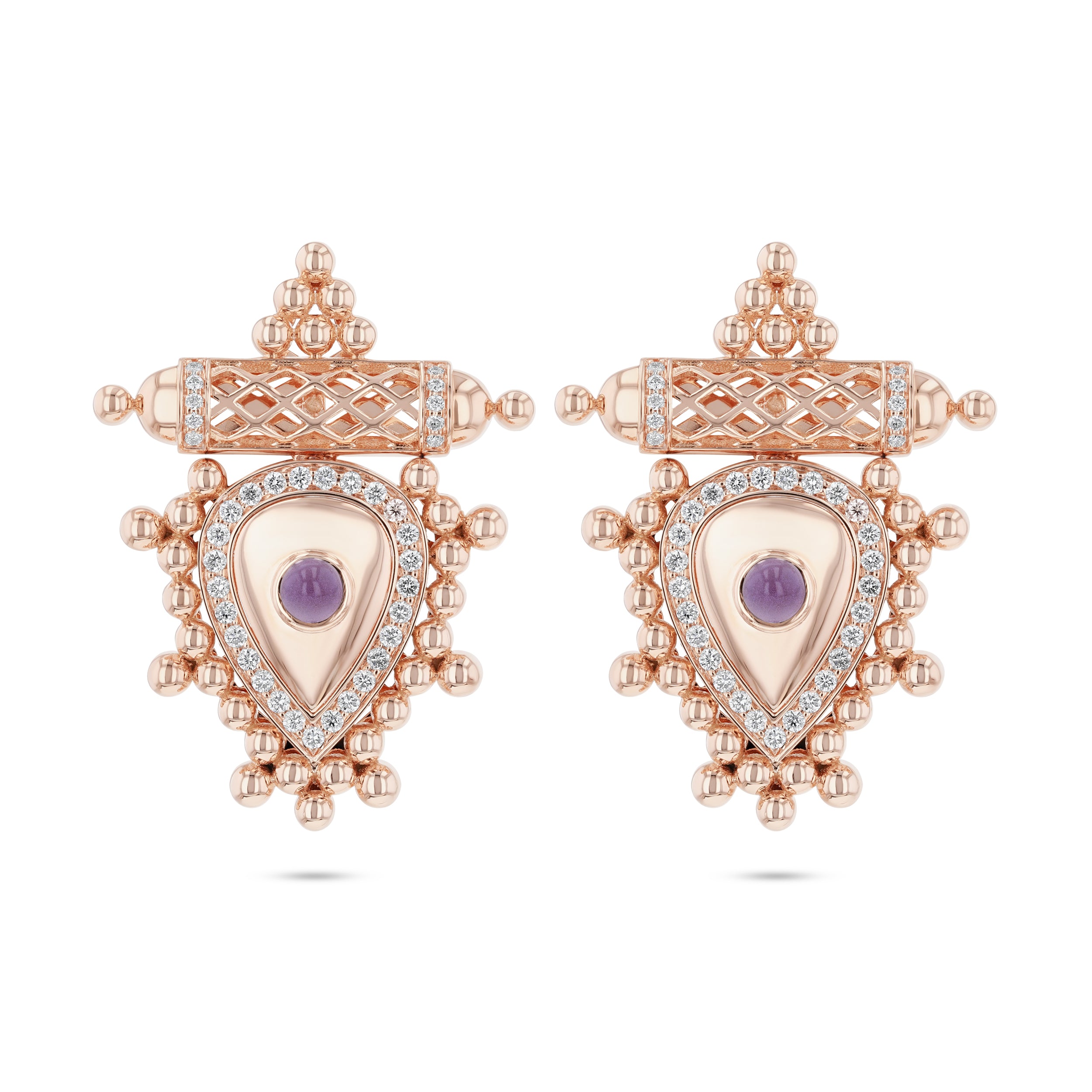 Al Qasr Medium Earrings – Amethyst | Rose Gold