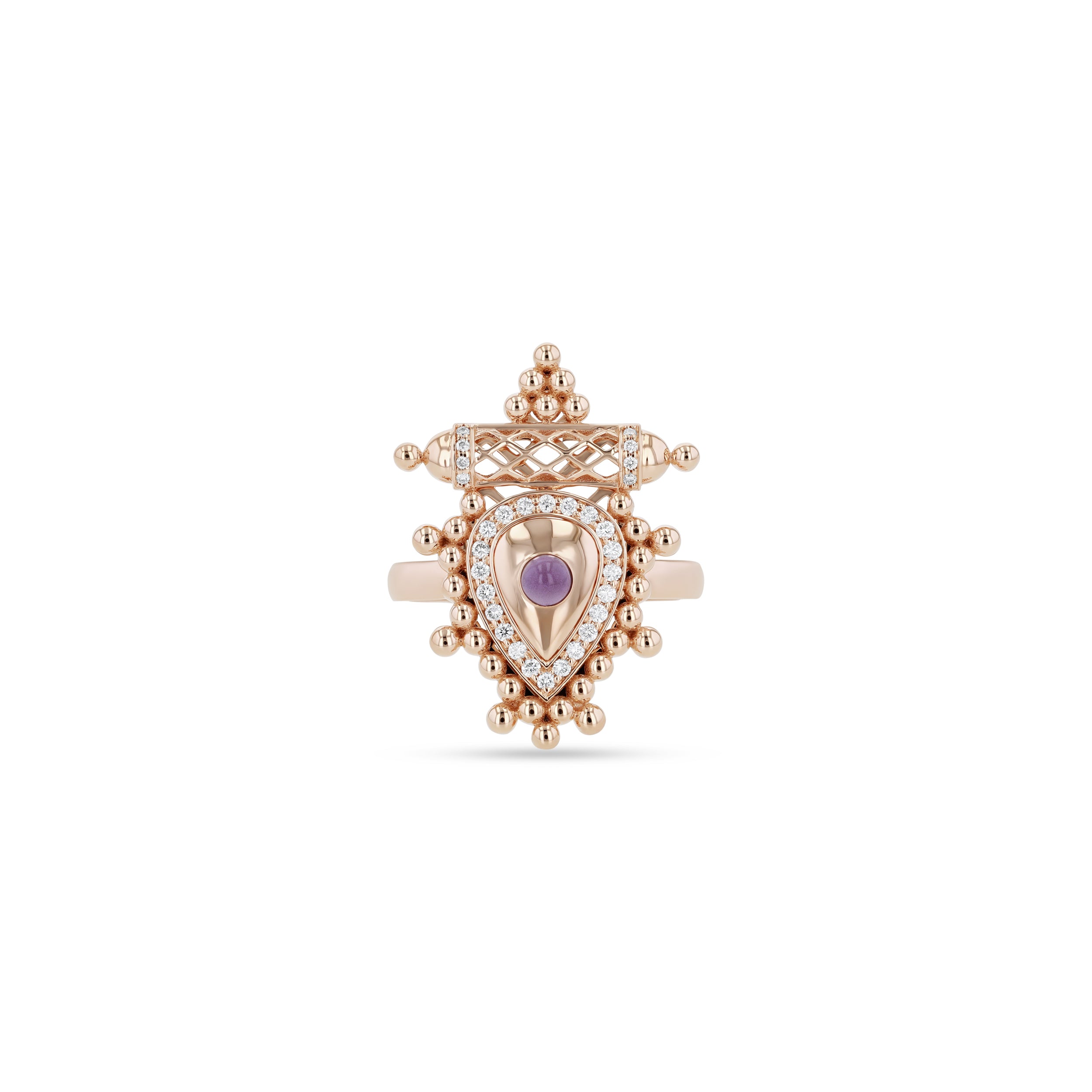Al Qasr Small Ring – Amethyst | Rose Gold