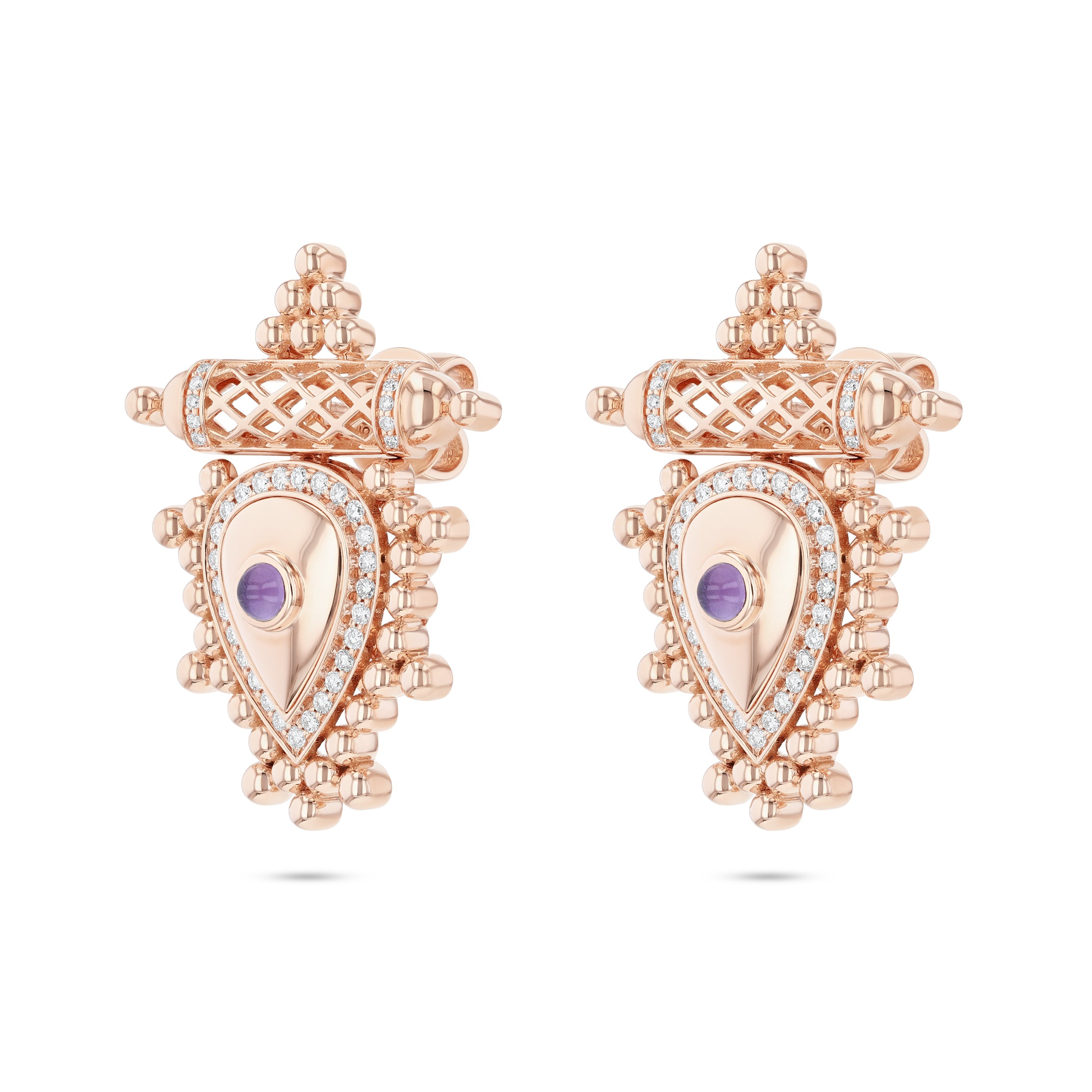 Al Qasr Medium Earrings – Amethyst | Rose Gold