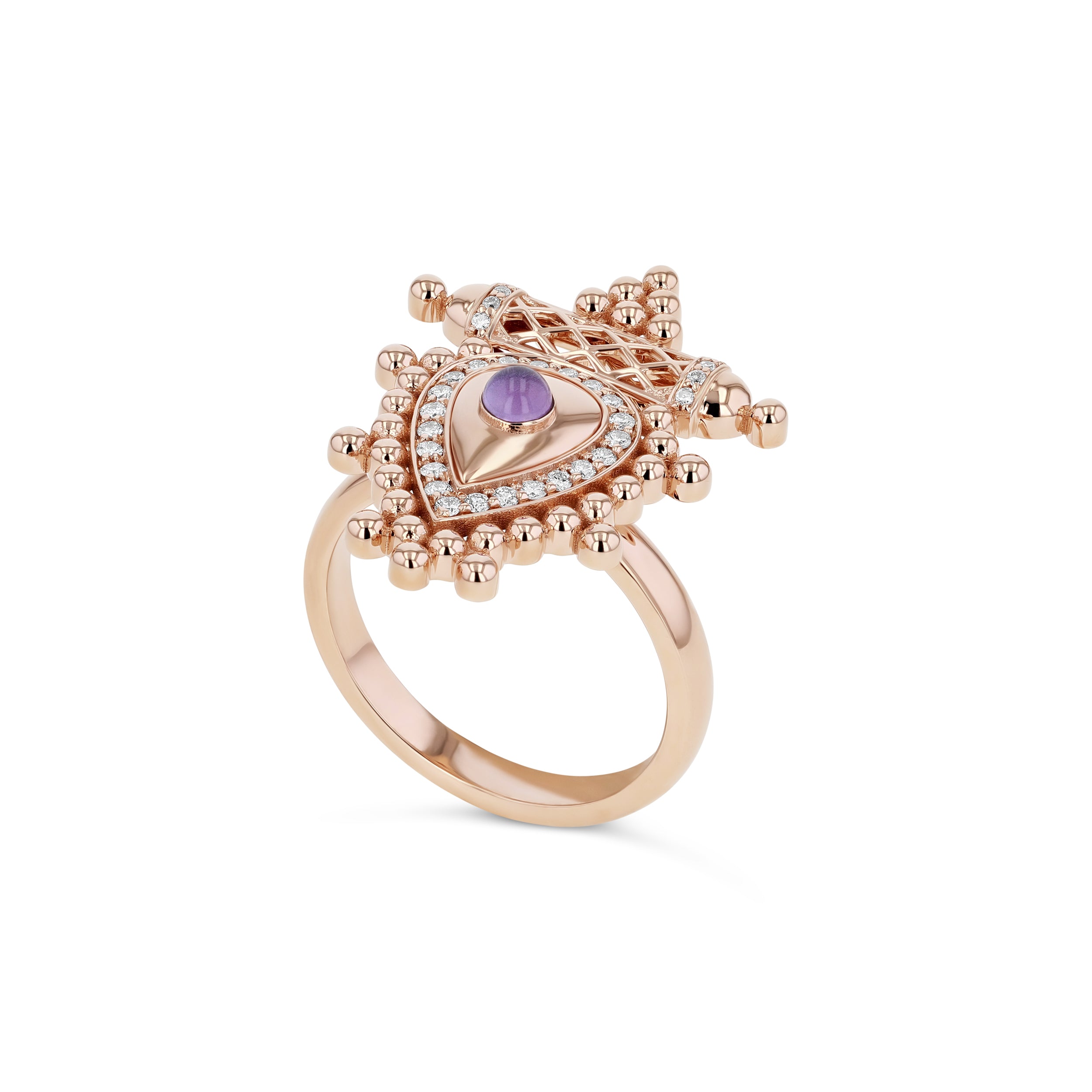 Al Qasr Small Ring – Amethyst | Rose Gold