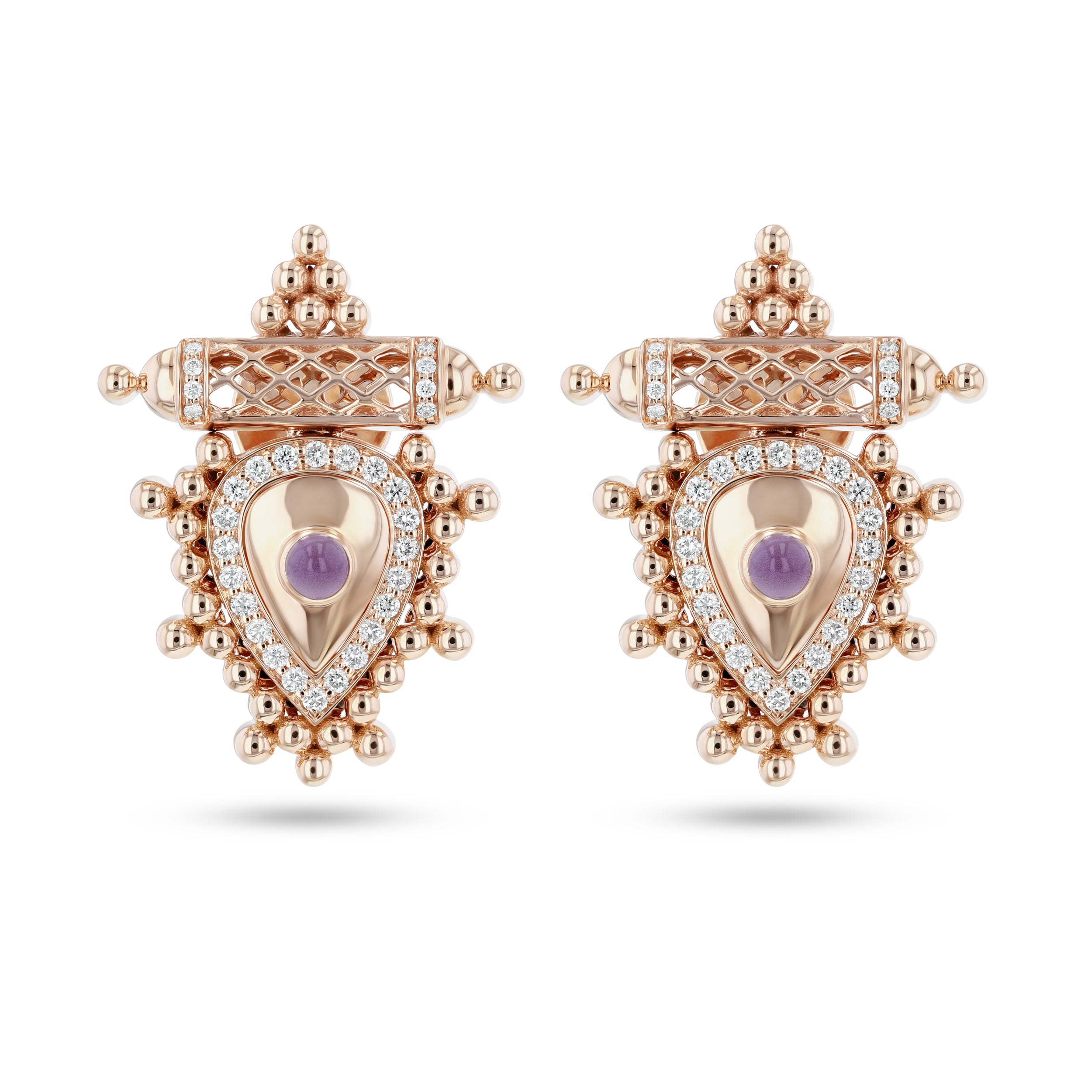 Al Qasr Small Earrings – Amethyst | Rose Gold