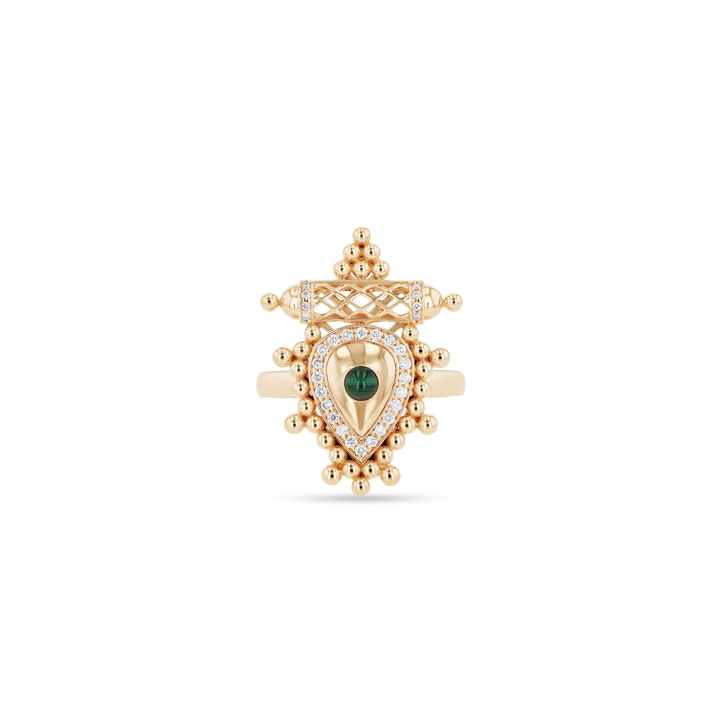 Al Qasr Small Ring – Malachite | Yellow Gold