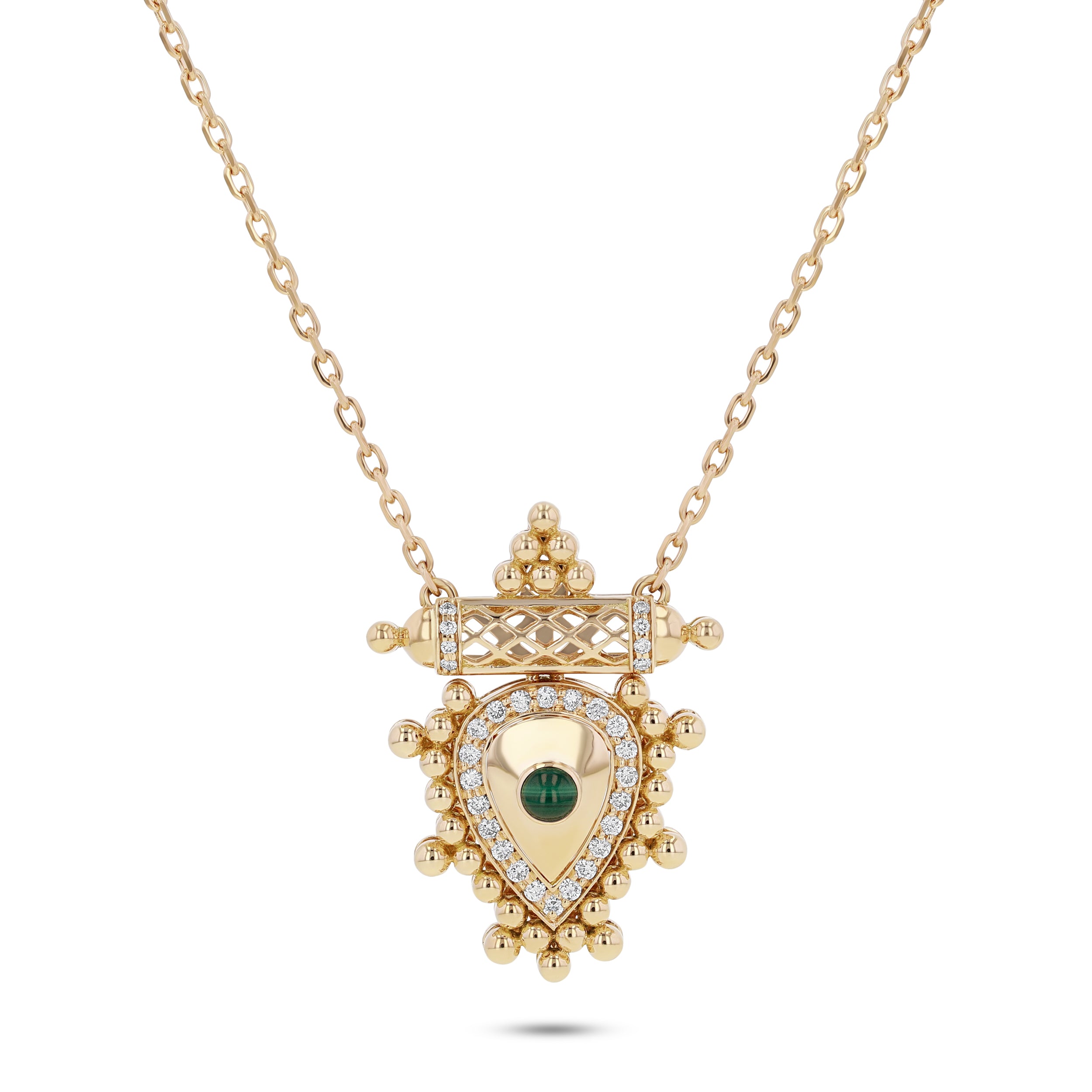 Al Qasr Mini Pendant – Malachite | Yellow Gold