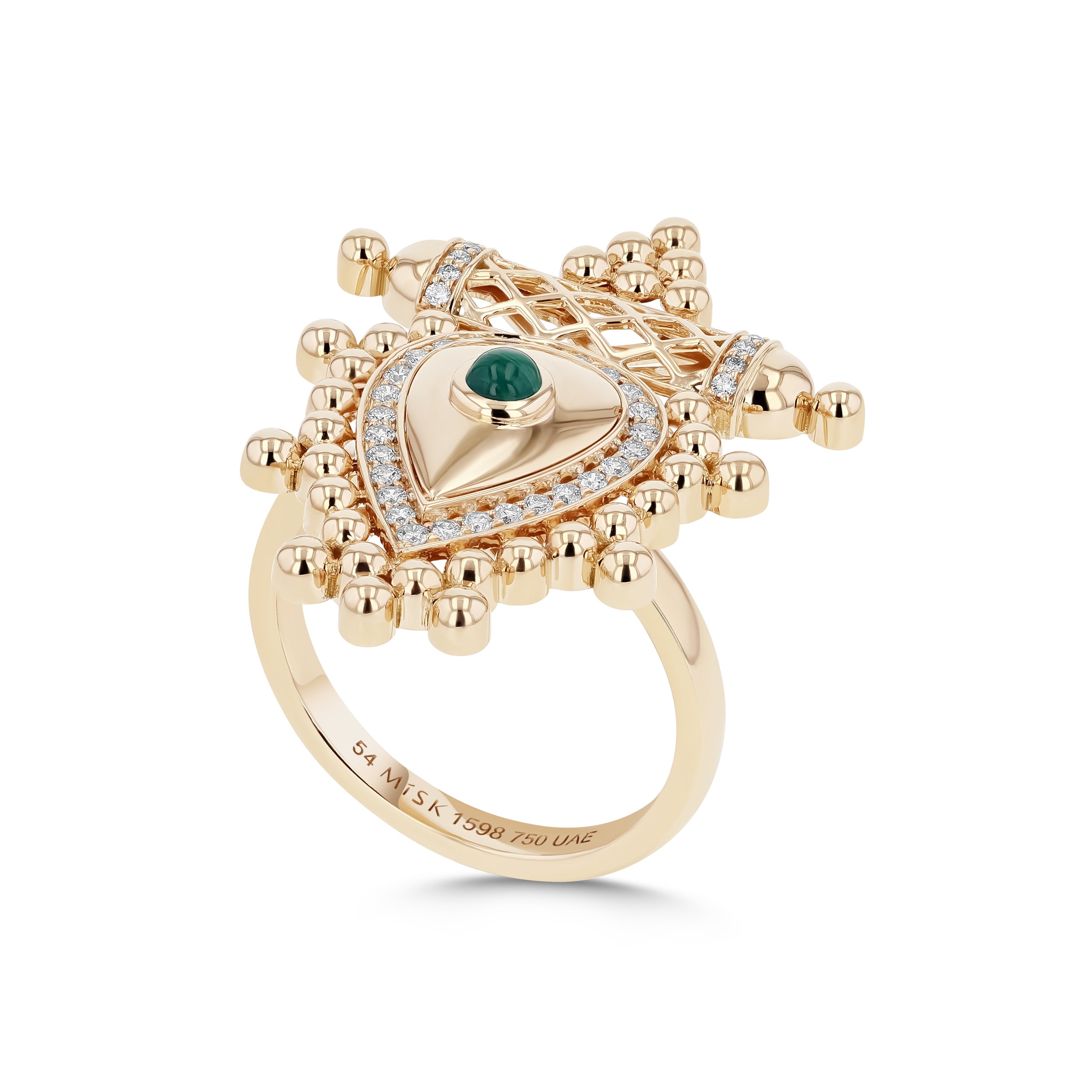 Al Qasr Large Ring – Malachite | Yellow Gold