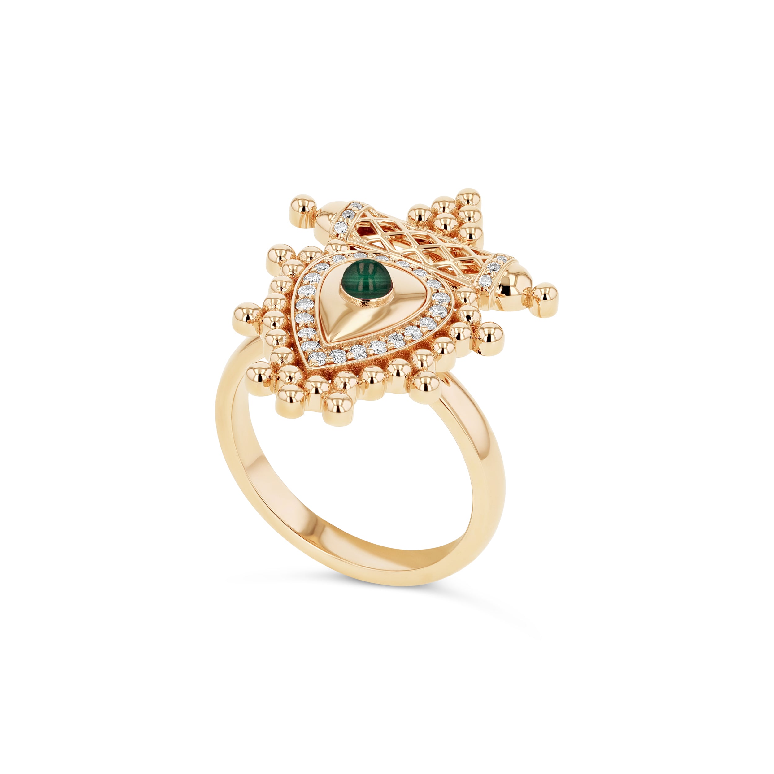 Al Qasr Small Ring – Malachite | Yellow Gold