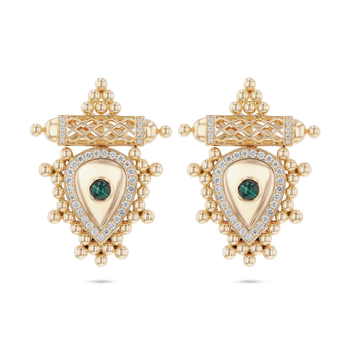 Al Qasr Medium Earrings Pearl — Malachite#Stone_Malachite
