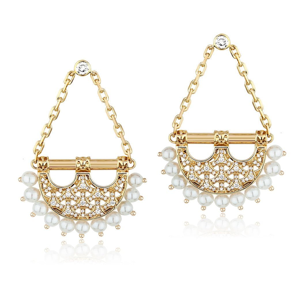 Al Noor Heritage Chandelier in Pearl - Misk Dubai,Earrings, al-noor-heritage-chandelier-in-pear, , Misk Dubai,  Misk, Misk Jewellery, Misk Jewelry, Gold, Emirati Gold, Emirati Design, Jewelry Emirati, Saudi Jewelry, Gold Saudi Arabia, Dubai, Abu Dhabi, Saudi Arabia, KSA, UAE, United Arab Emirates, 18kt, مجوهرات , مجوهرات مسك, مجوهرات اماراتية , دهب , سعودية ذهب