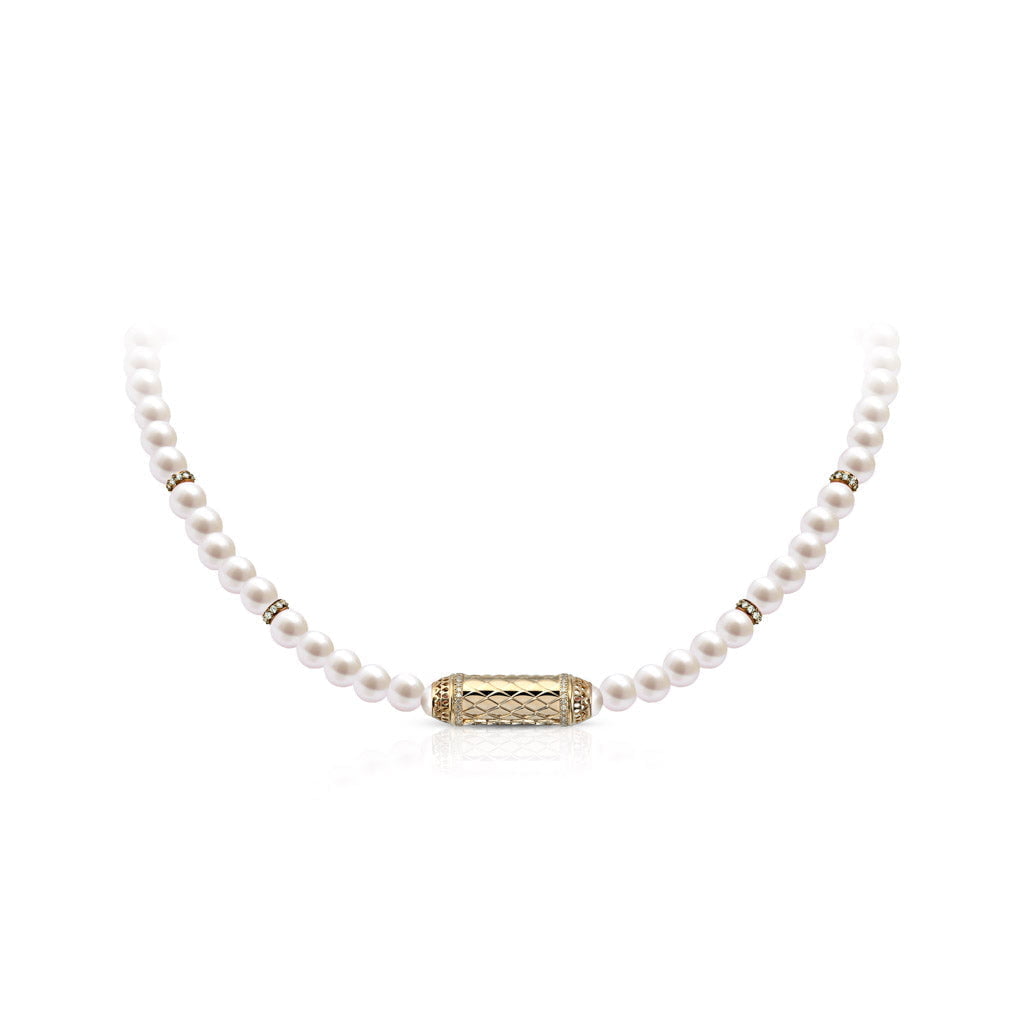 Harmony Pearl Beads Necklace Border Diamond