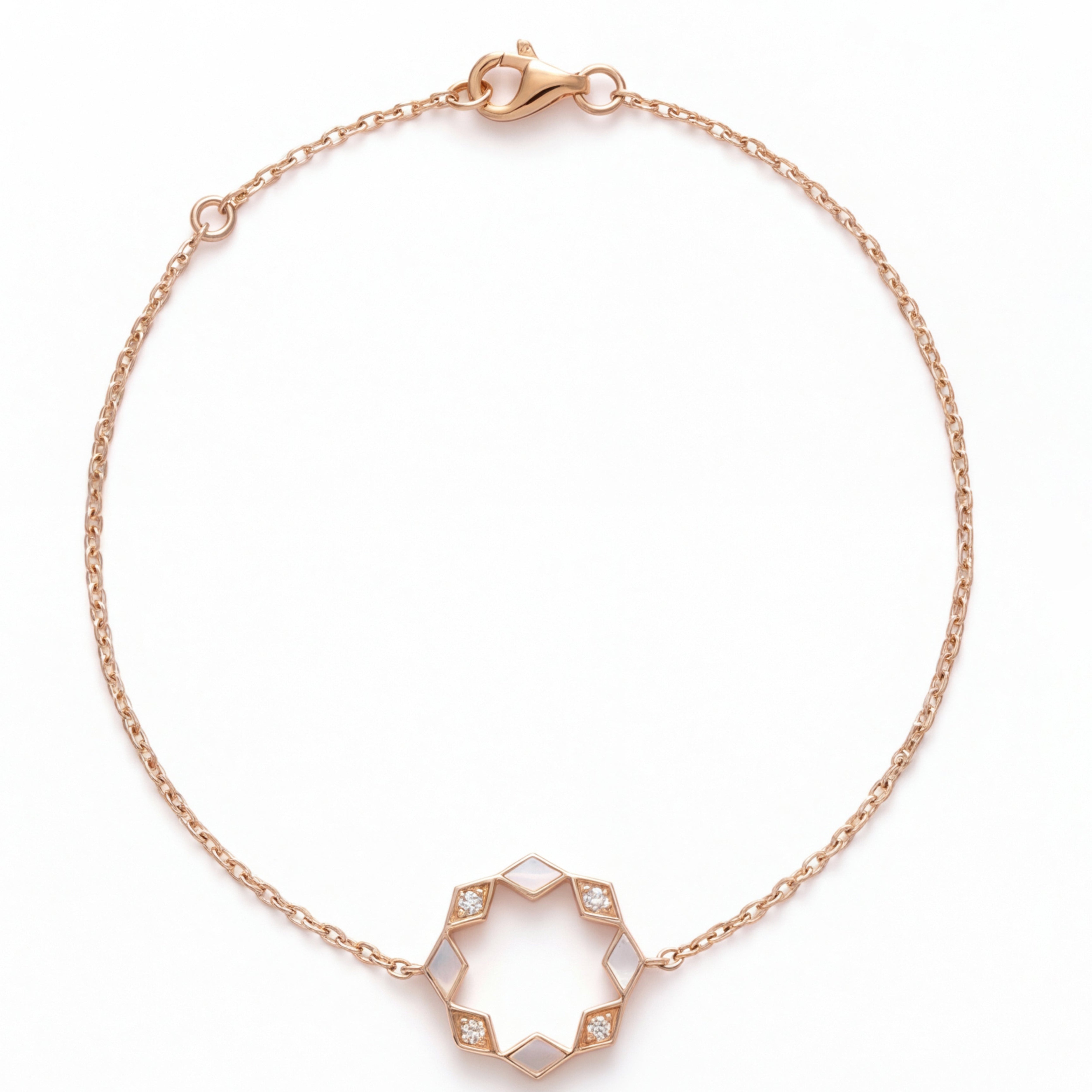 Eternity Round Mother of Pearl Bracelet#Gold_Rose Gold