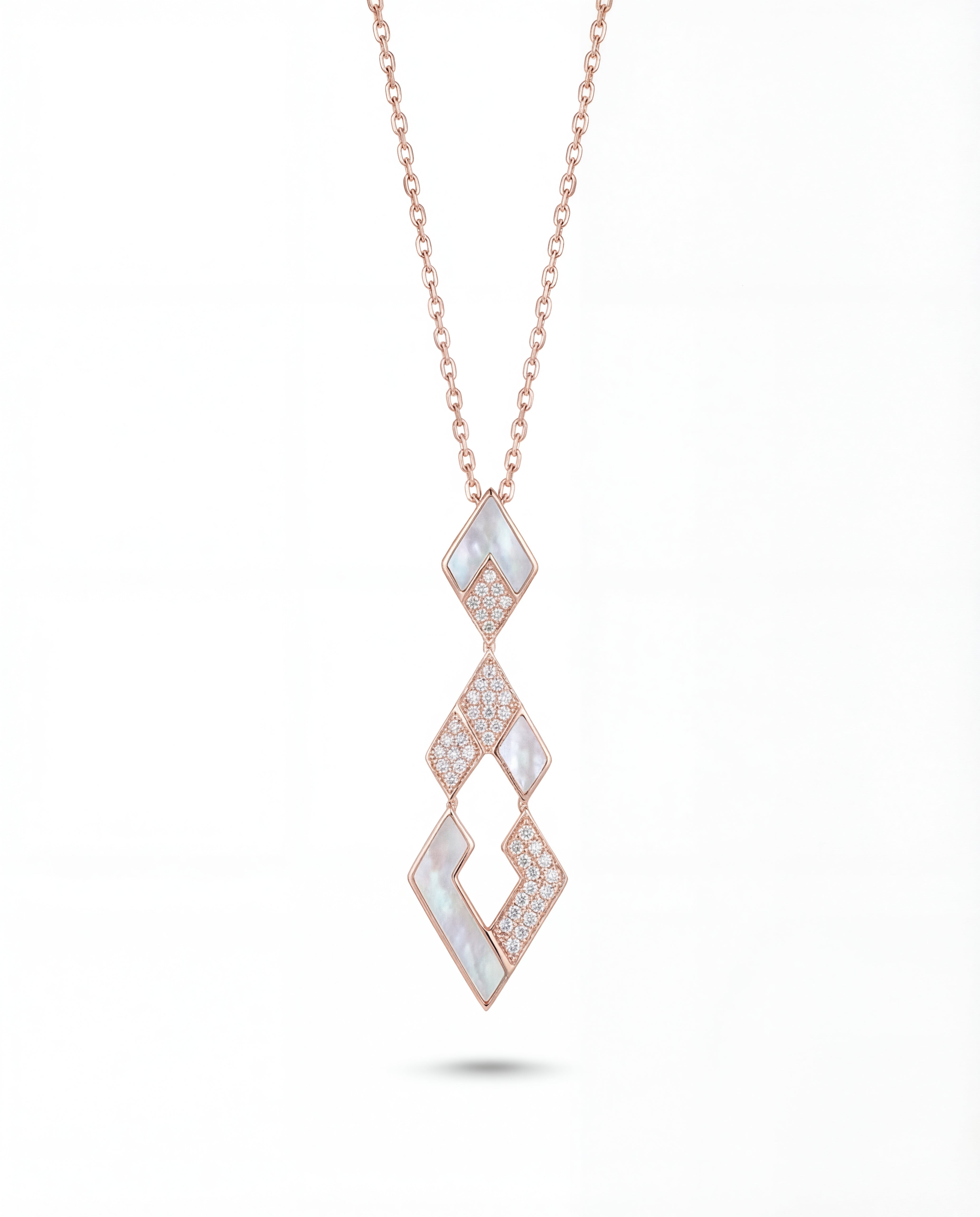 Eternity Large Pendant- Rose Gold, Mother of Pearl & Diamonds
