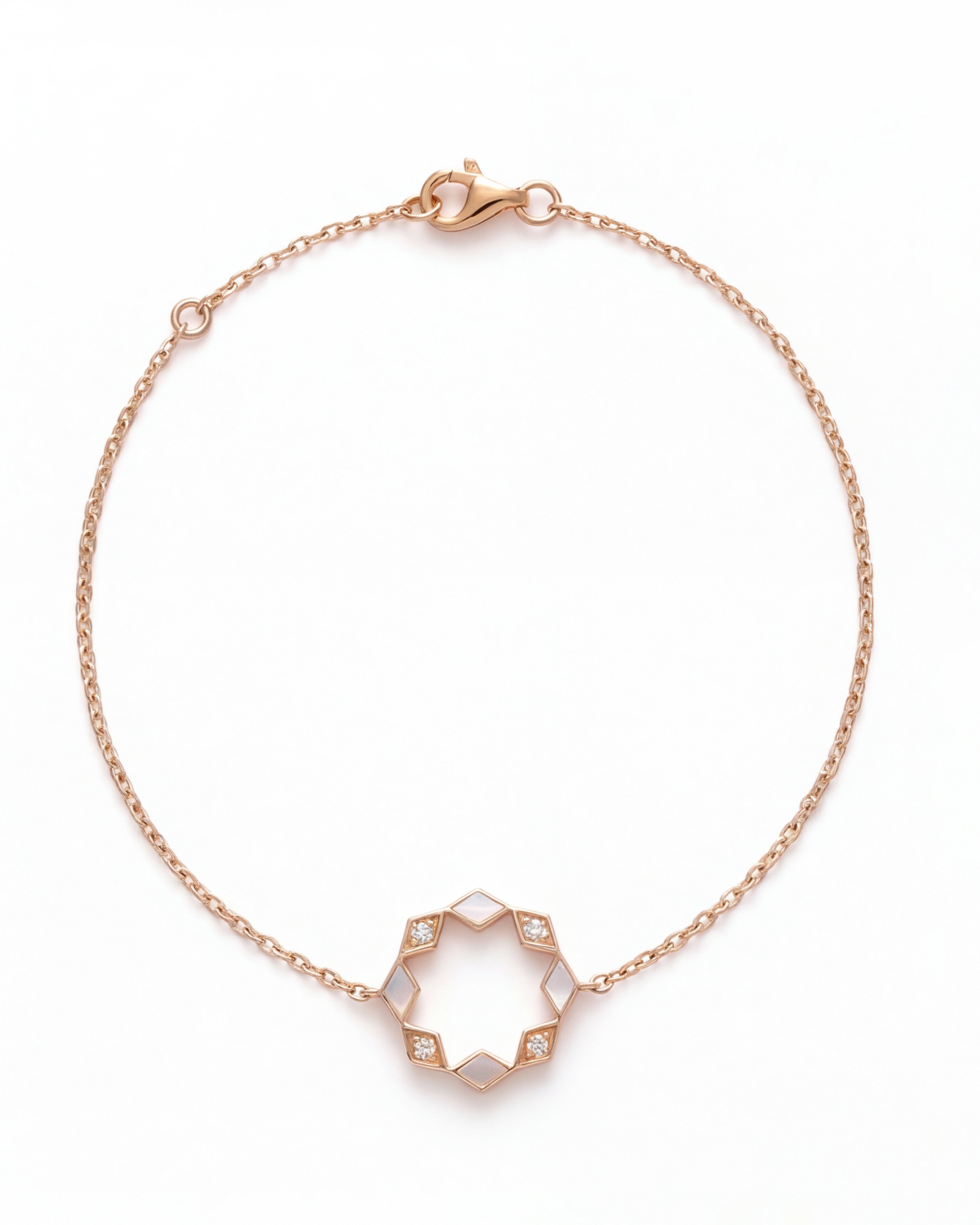Eternity Round Mother of Pearl Bracelet- Rose Gold