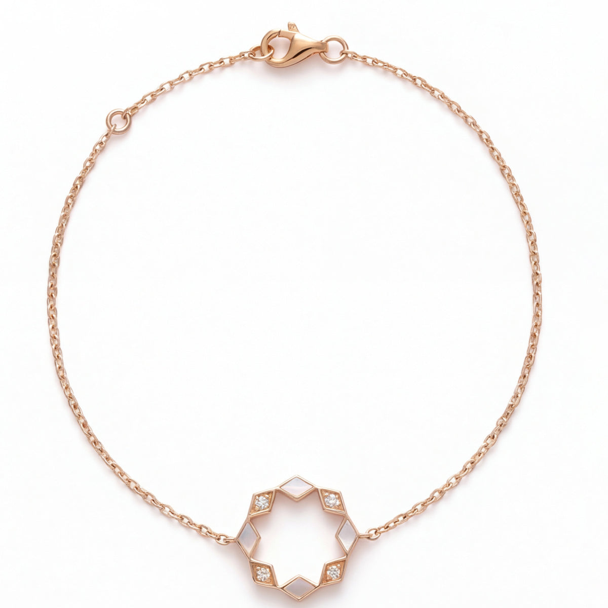 Eternity Round Mother of Pearl Bracelet- Rose Gold