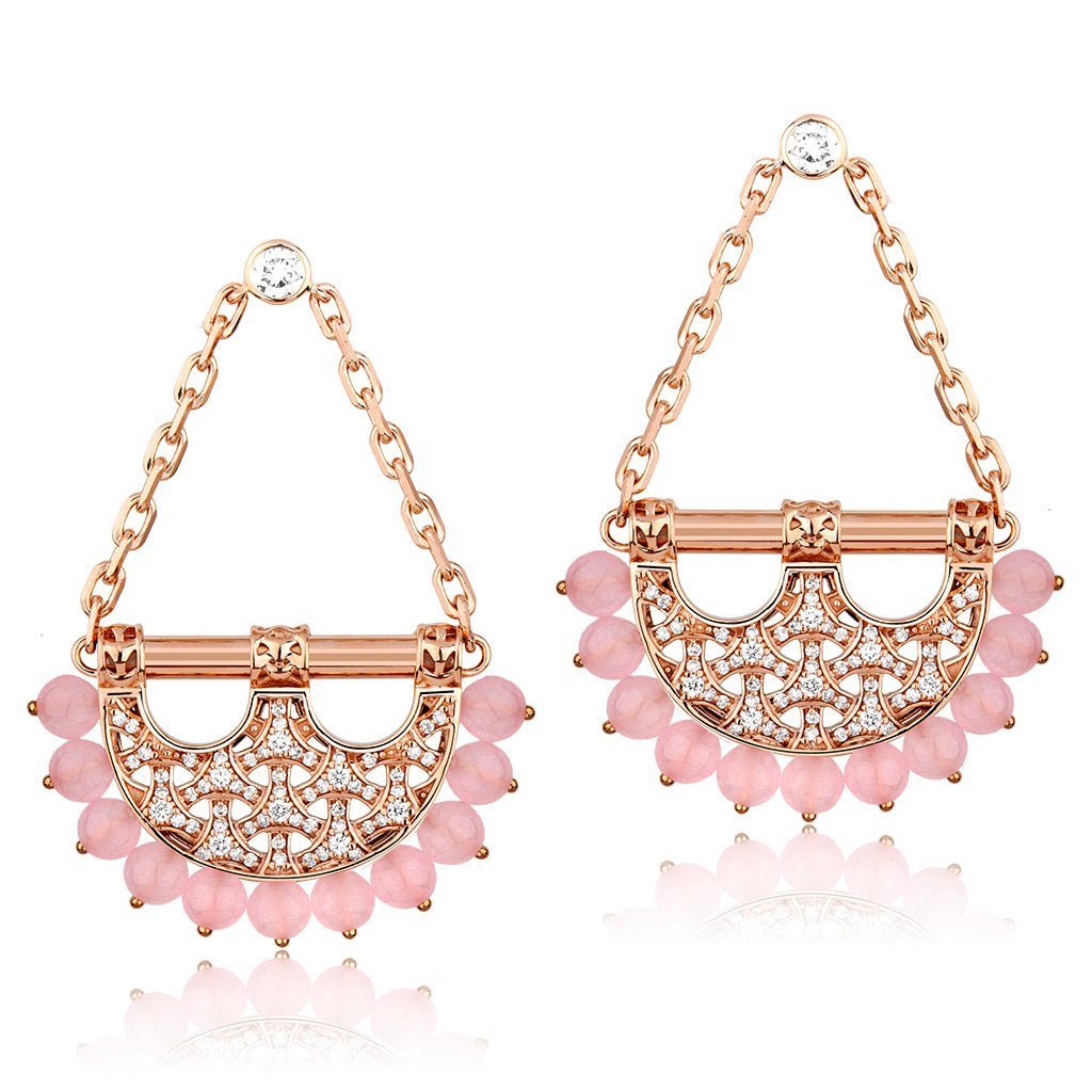 Al Noor Heritage Chandelier in Rose Quartz - Misk Dubai,Earrings, al-noor-heritage-chandelier-in-rose-quartz, , Misk Dubai,  Misk, Misk Jewellery, Misk Jewelry, Gold, Emirati Gold, Emirati Design, Jewelry Emirati, Saudi Jewelry, Gold Saudi Arabia, Dubai, Abu Dhabi, Saudi Arabia, KSA, UAE, United Arab Emirates, 18kt, مجوهرات , مجوهرات مسك, مجوهرات اماراتية , دهب , سعودية ذهب