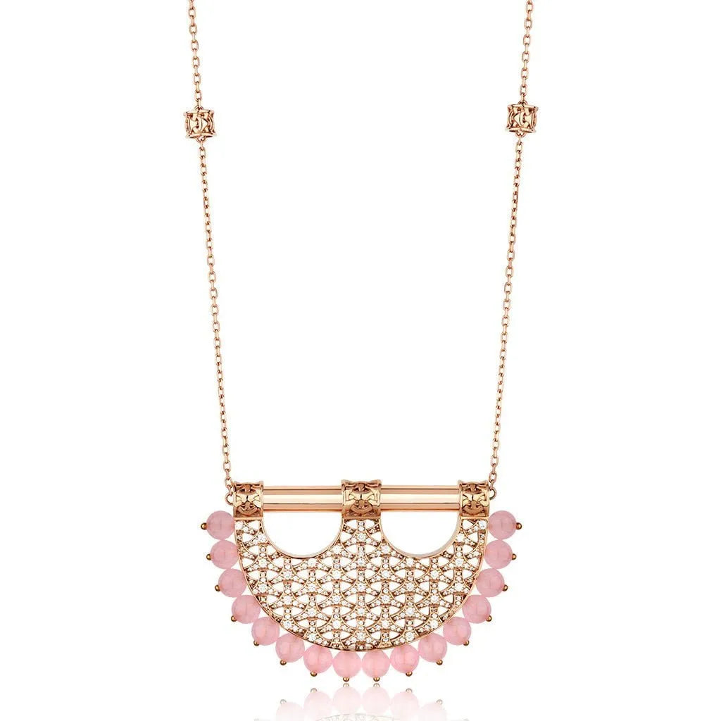 Heritage Rose Quartz Pendant in Large Model Full Diamond