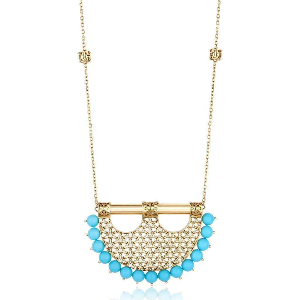 Heritage Turquoise Pendant in Large Model Full Diamond
