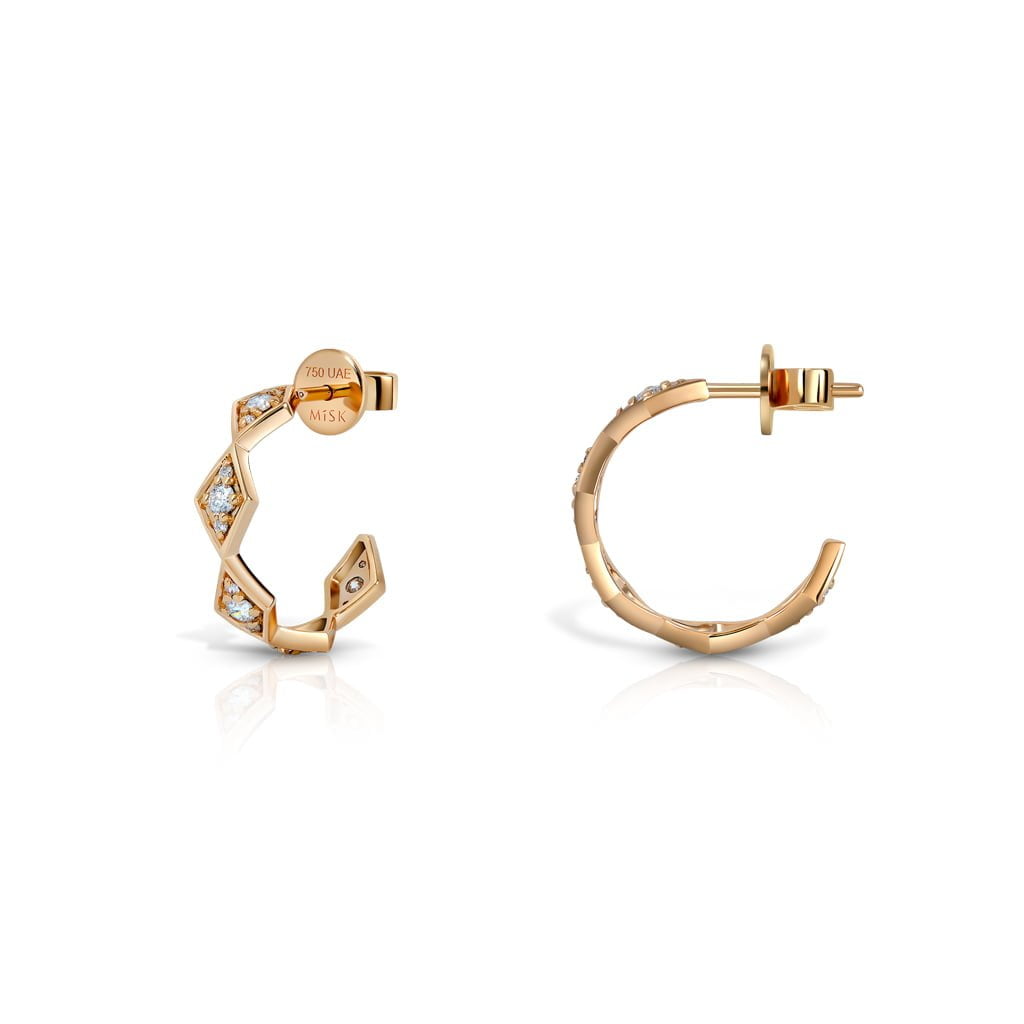 Eternity Small Full Diamond Rose Gold Hoop Earrings