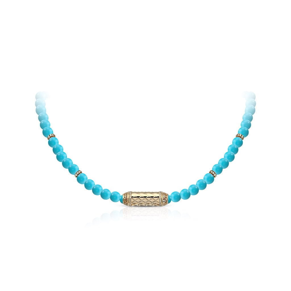 Harmony Turquoise Beads Necklace Border Diamond