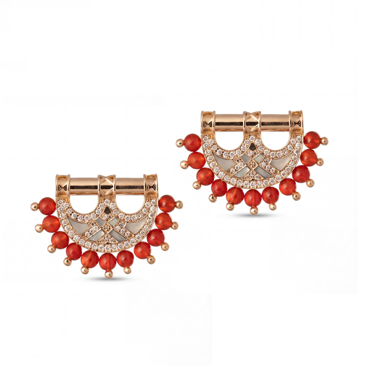Heritage Mother of Pearl Earrings- Agate Rose Gold