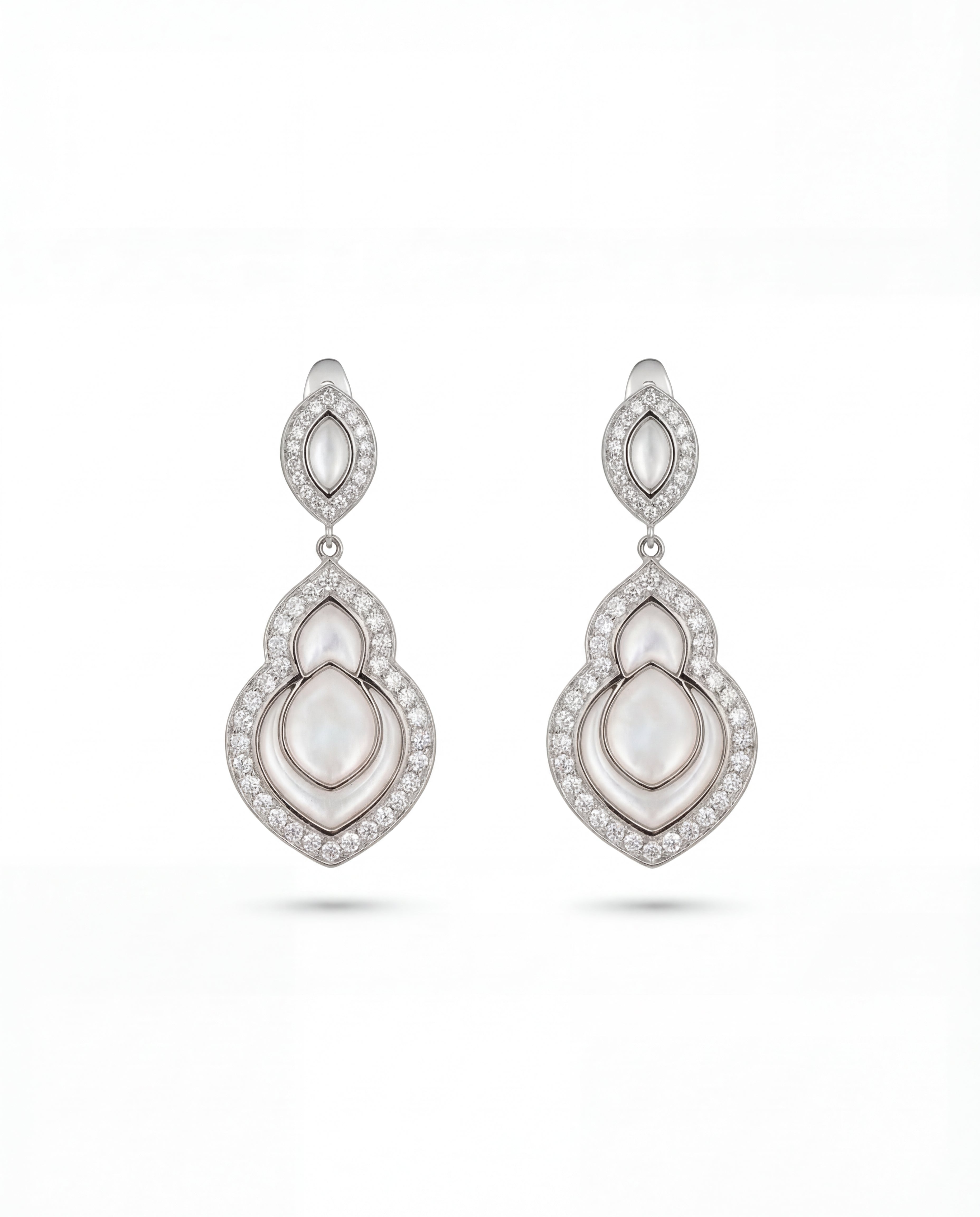 Al Fajr Earrings – White Gold & Mother of Pearl