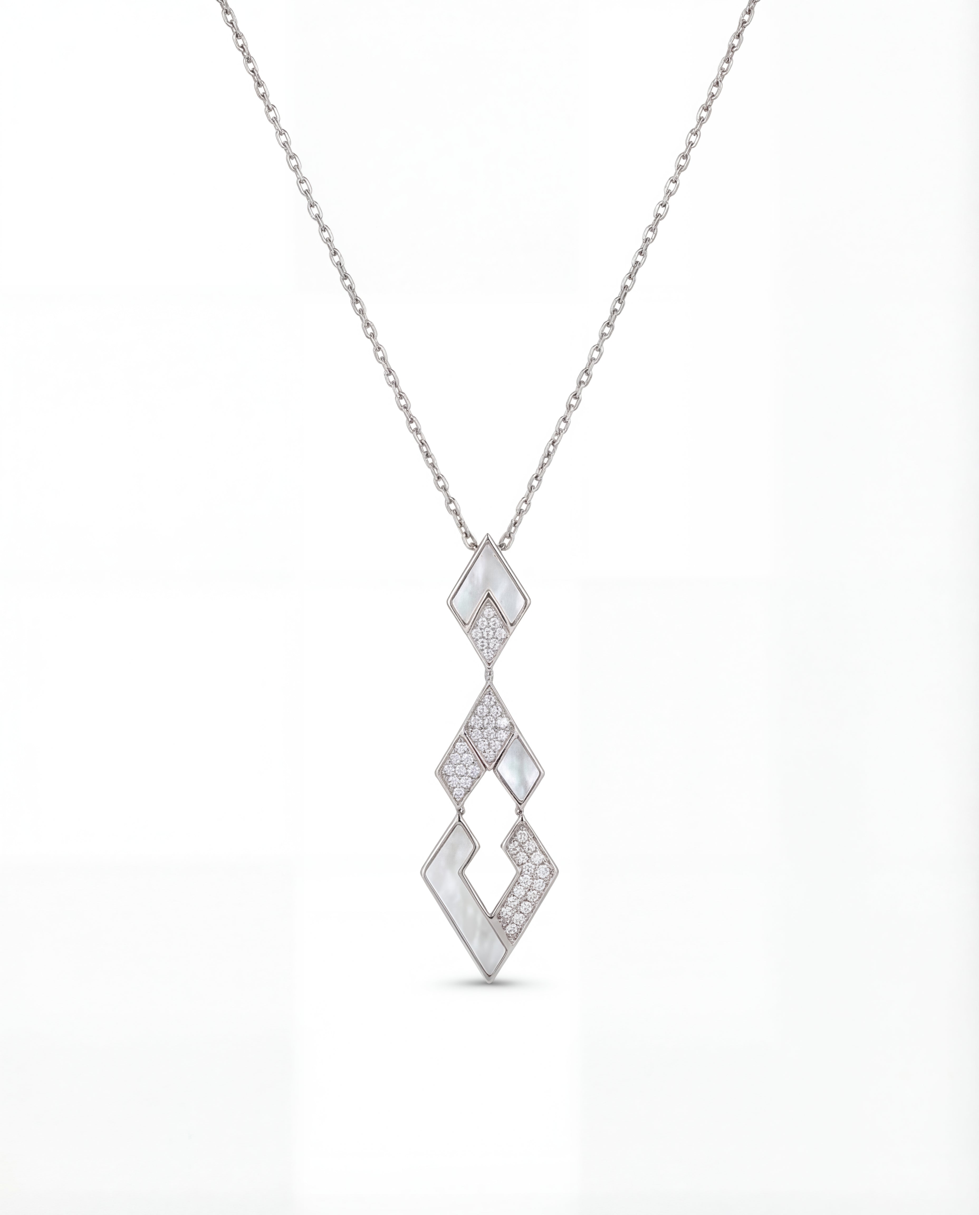 Eternity Small Pendant- White Gold, Mother of Pearl & Diamonds