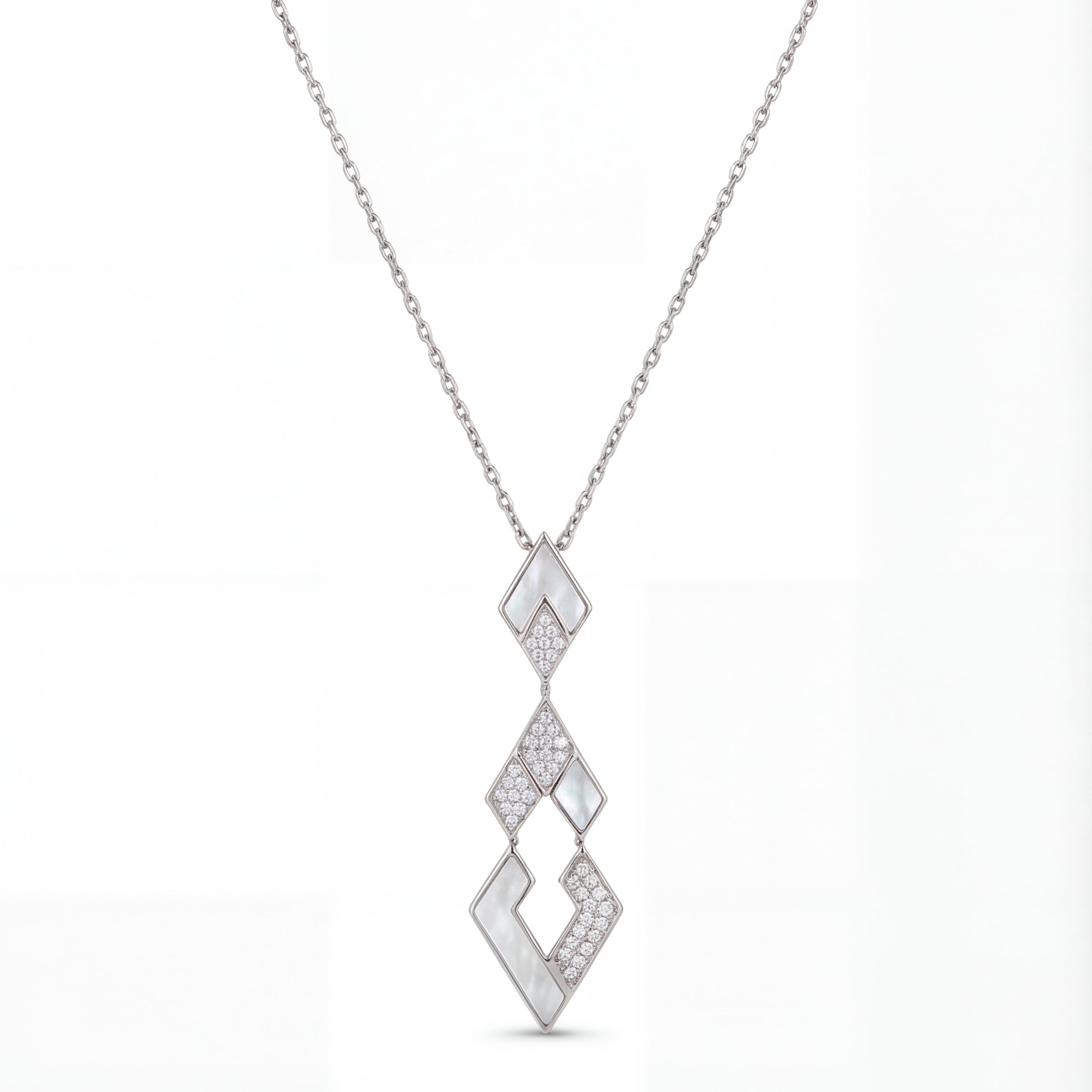 Eternity Small Pendant- White Gold, Mother of Pearl & Diamonds