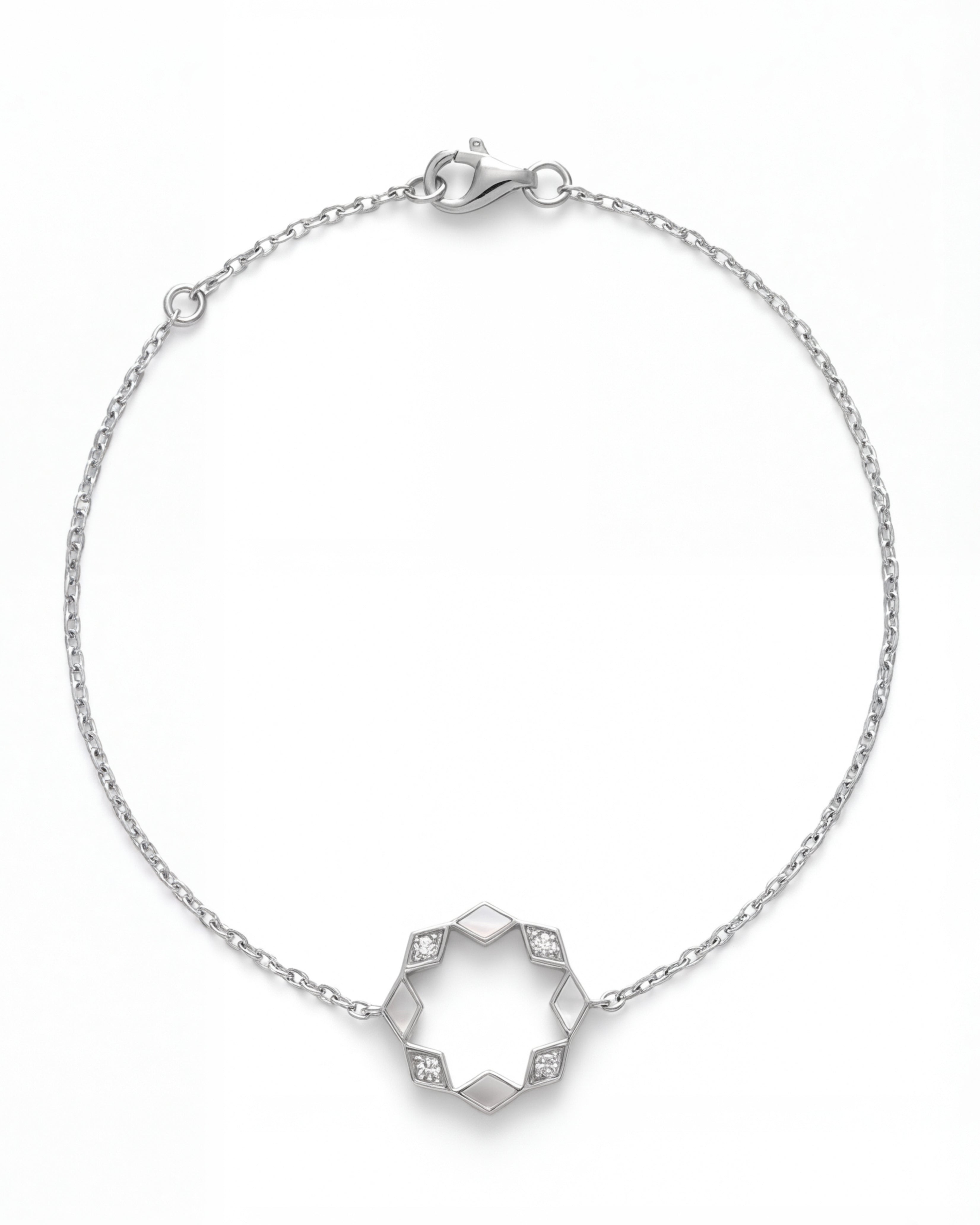 Eternity Round Mother of Pearl Bracelet- White Gold