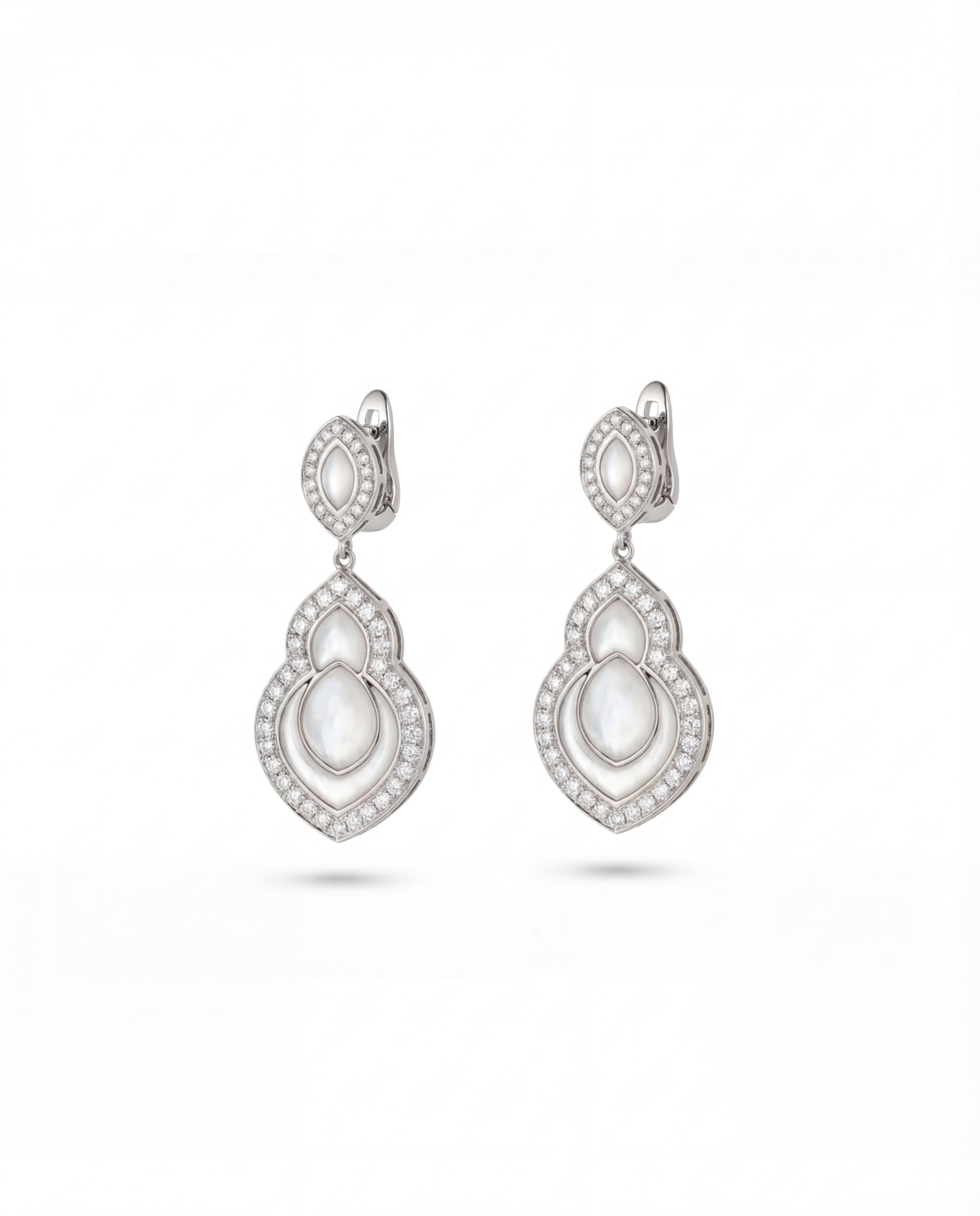 Al Fajr Earrings – White Gold & Mother of Pearl