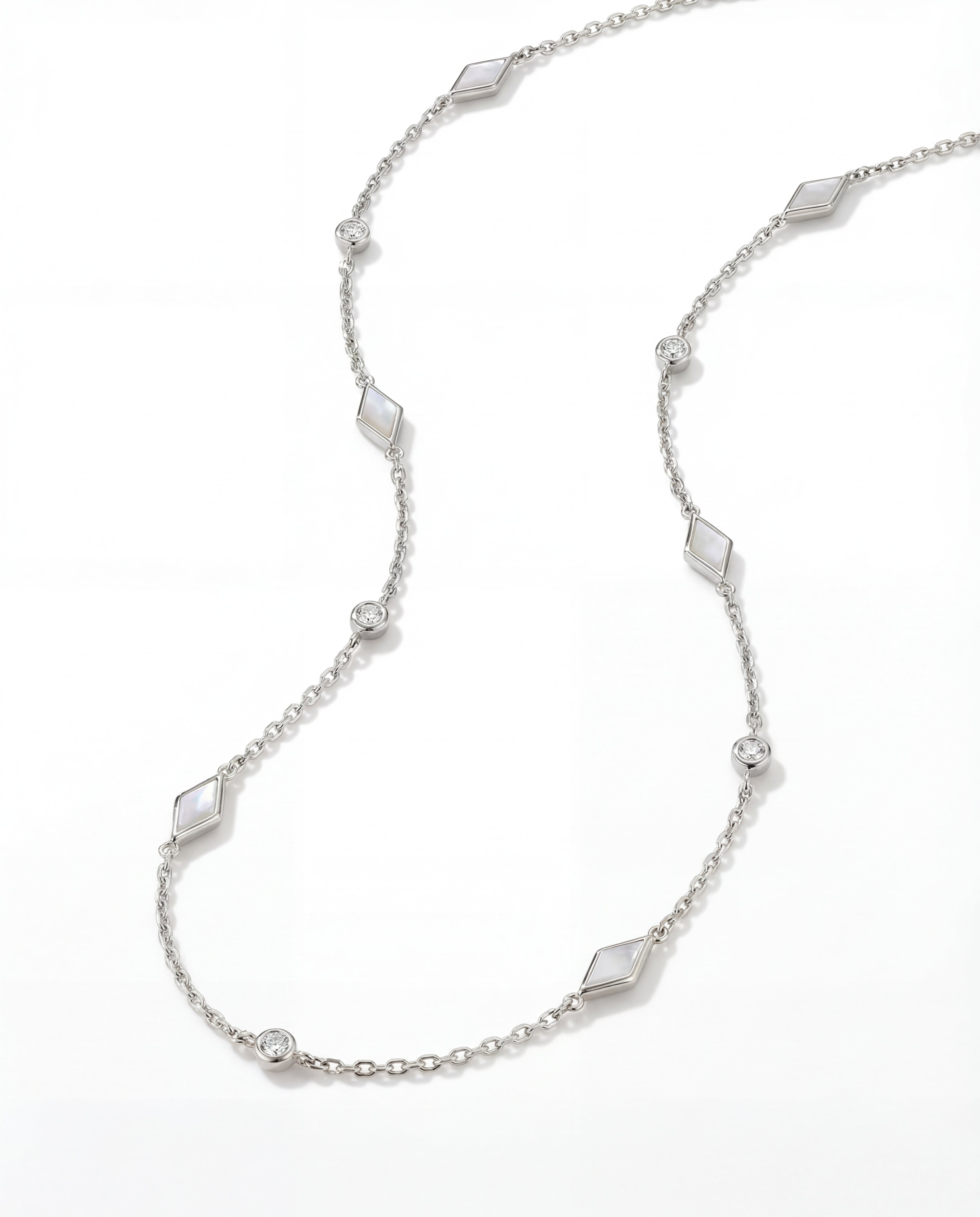 Eternity Mother of Pearl Necklace – White Gold