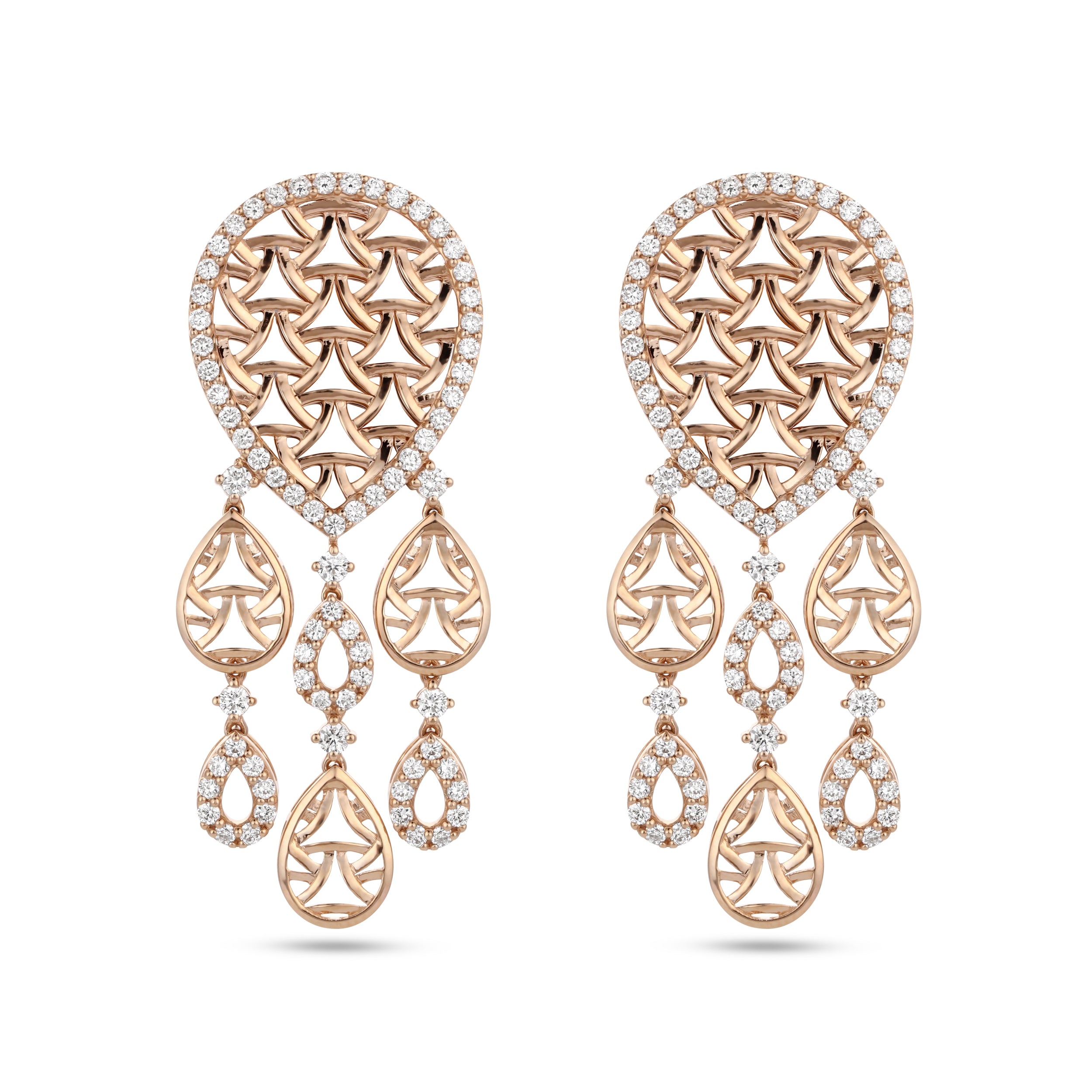 Heritage Rose Gold Hanging Earrings