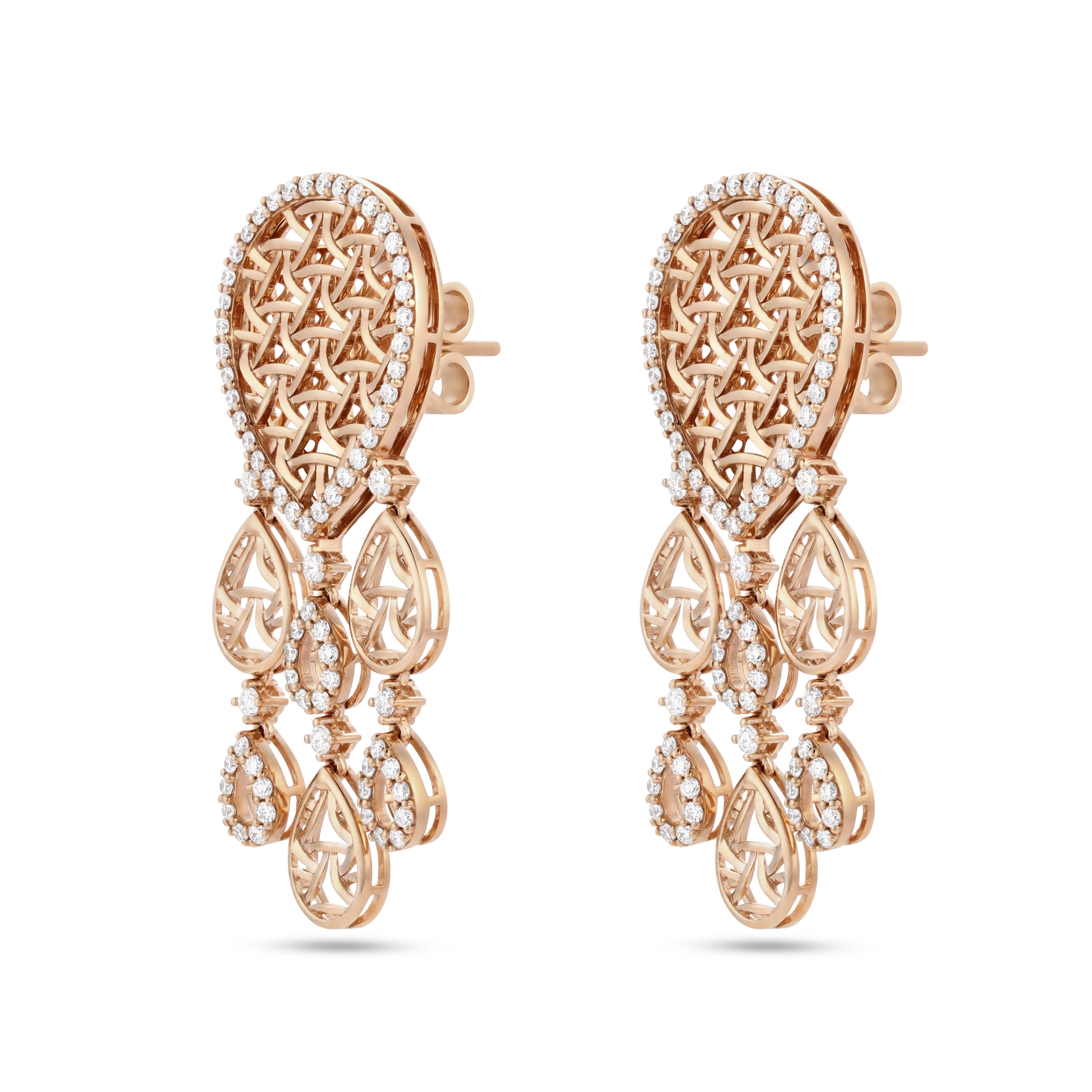 Heritage Rose Gold Hanging Earrings