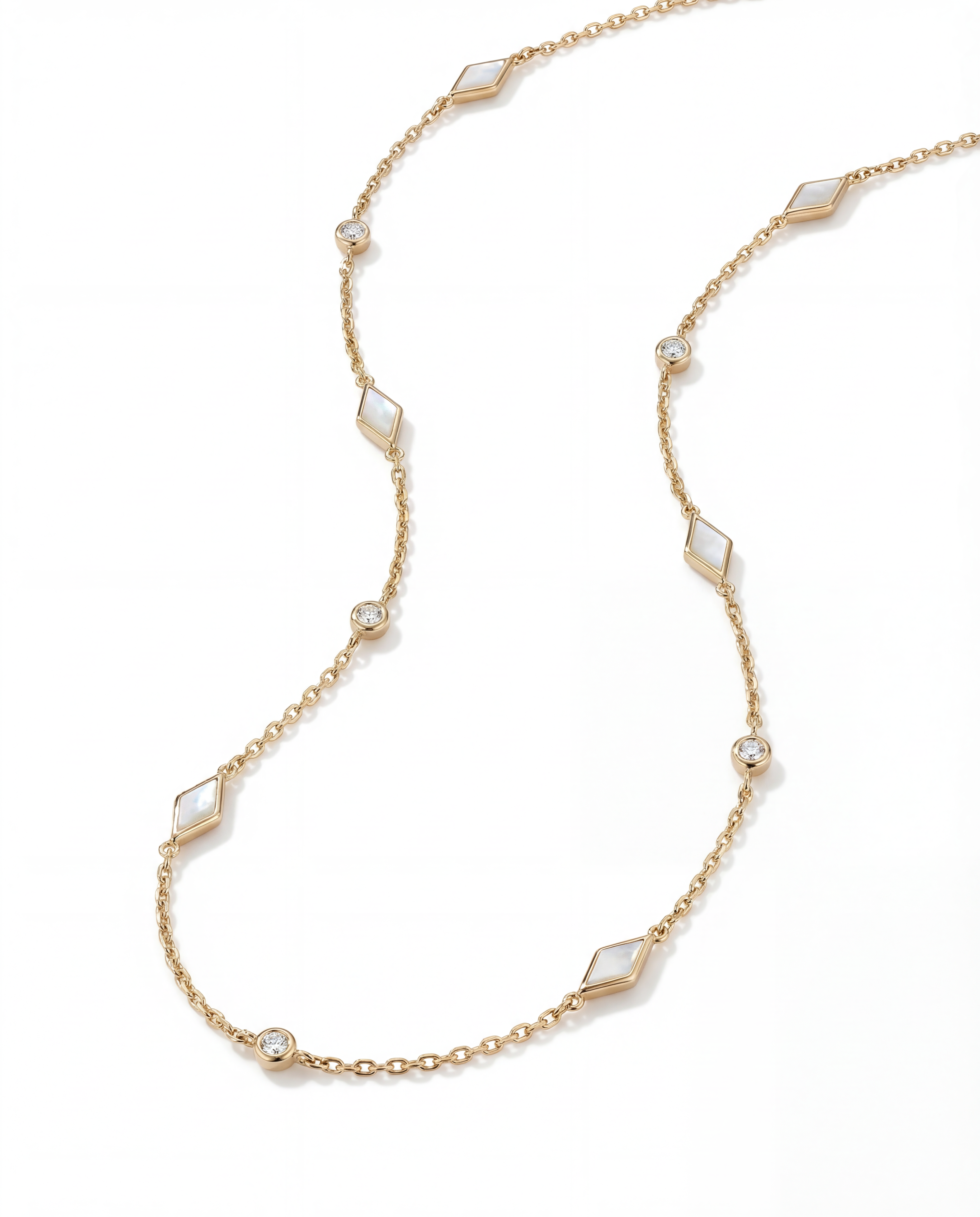 Eternity Mother of Pearl Necklace – Yellow Gold