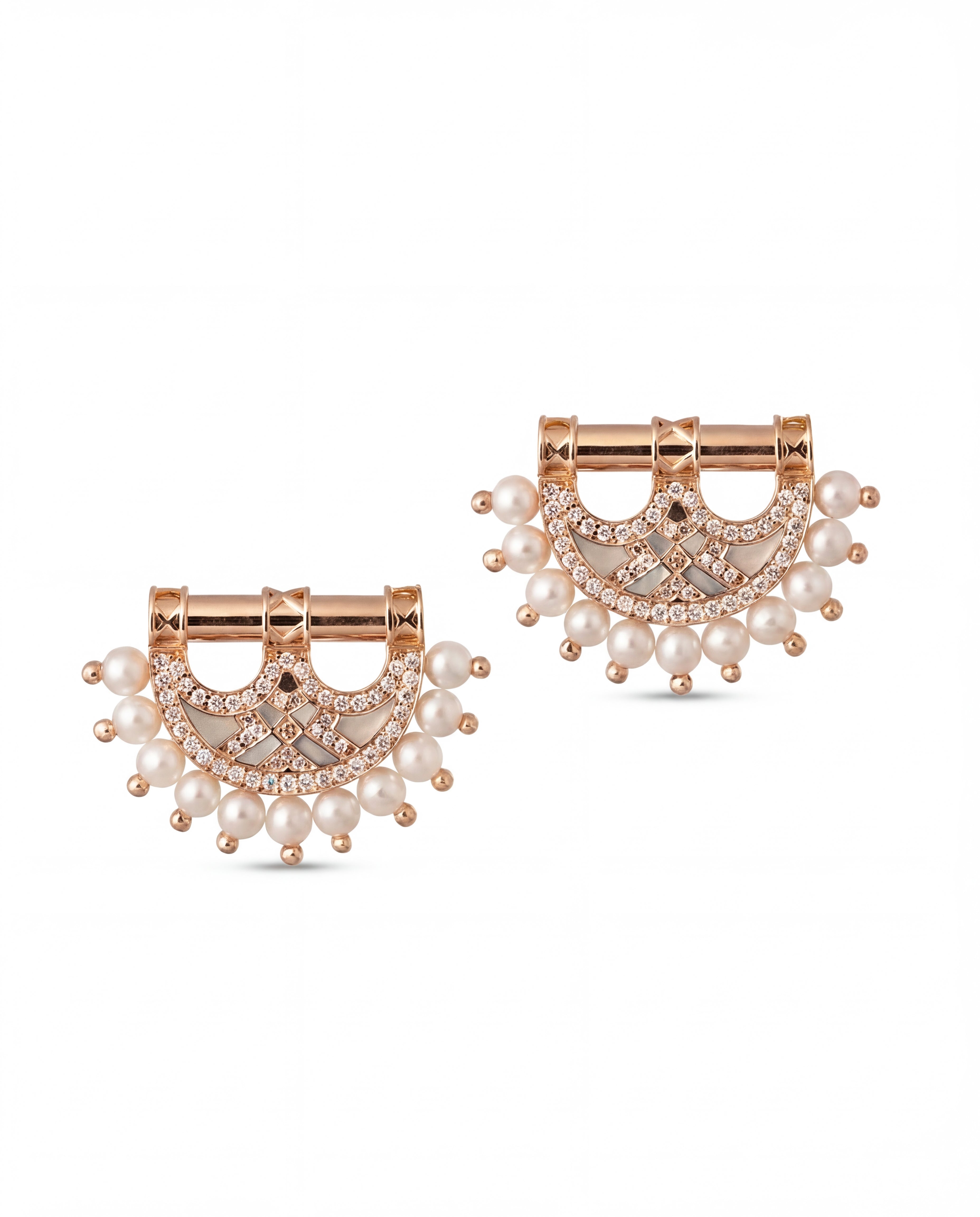 Heritage Mother of Pearl Earrings- Pearl Yellow Gold