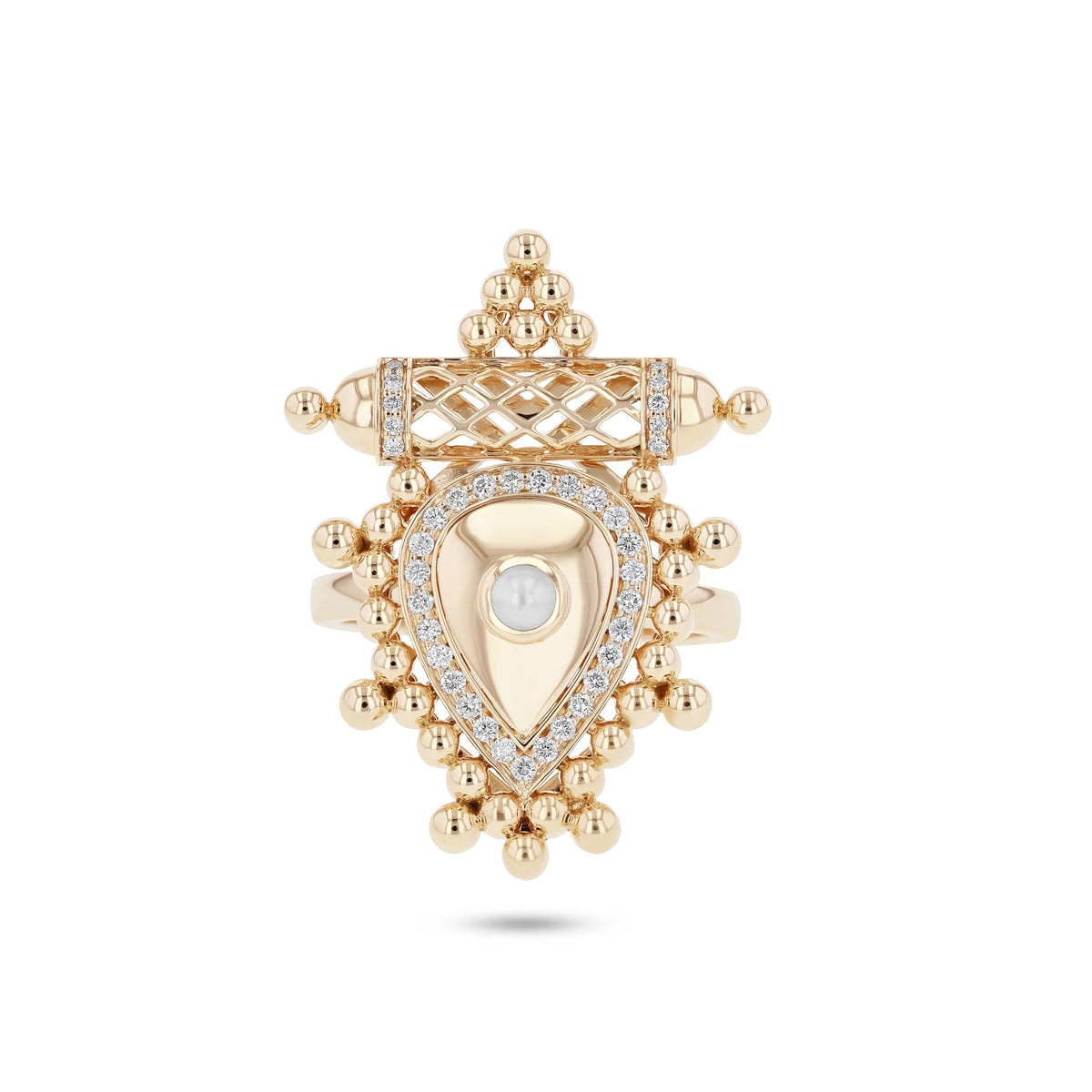 Al Qasr Large Ring - Pearl#Gold_Yellow Gold