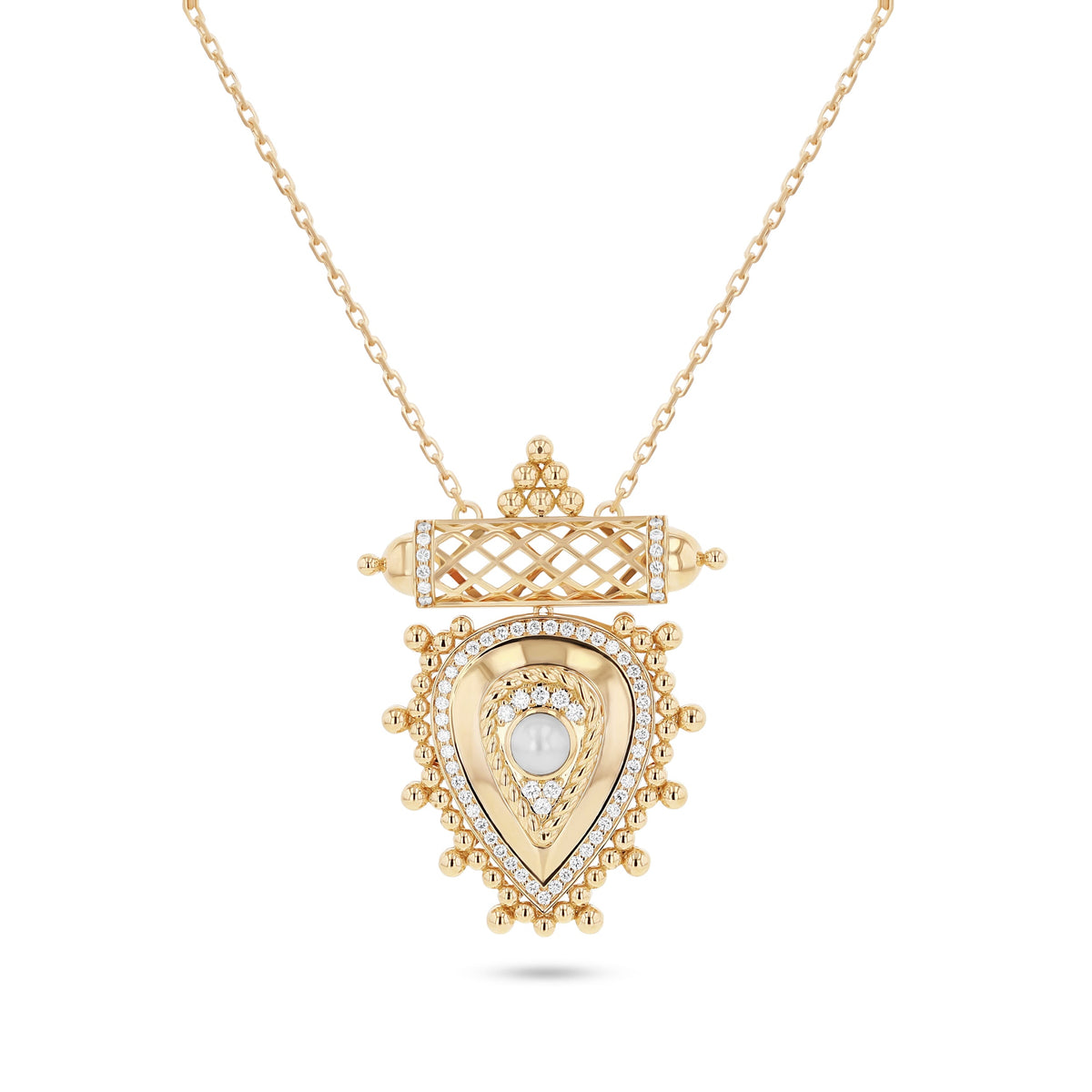 Al Qasr Small Pendant Pearl#Gold_Yellow Gold