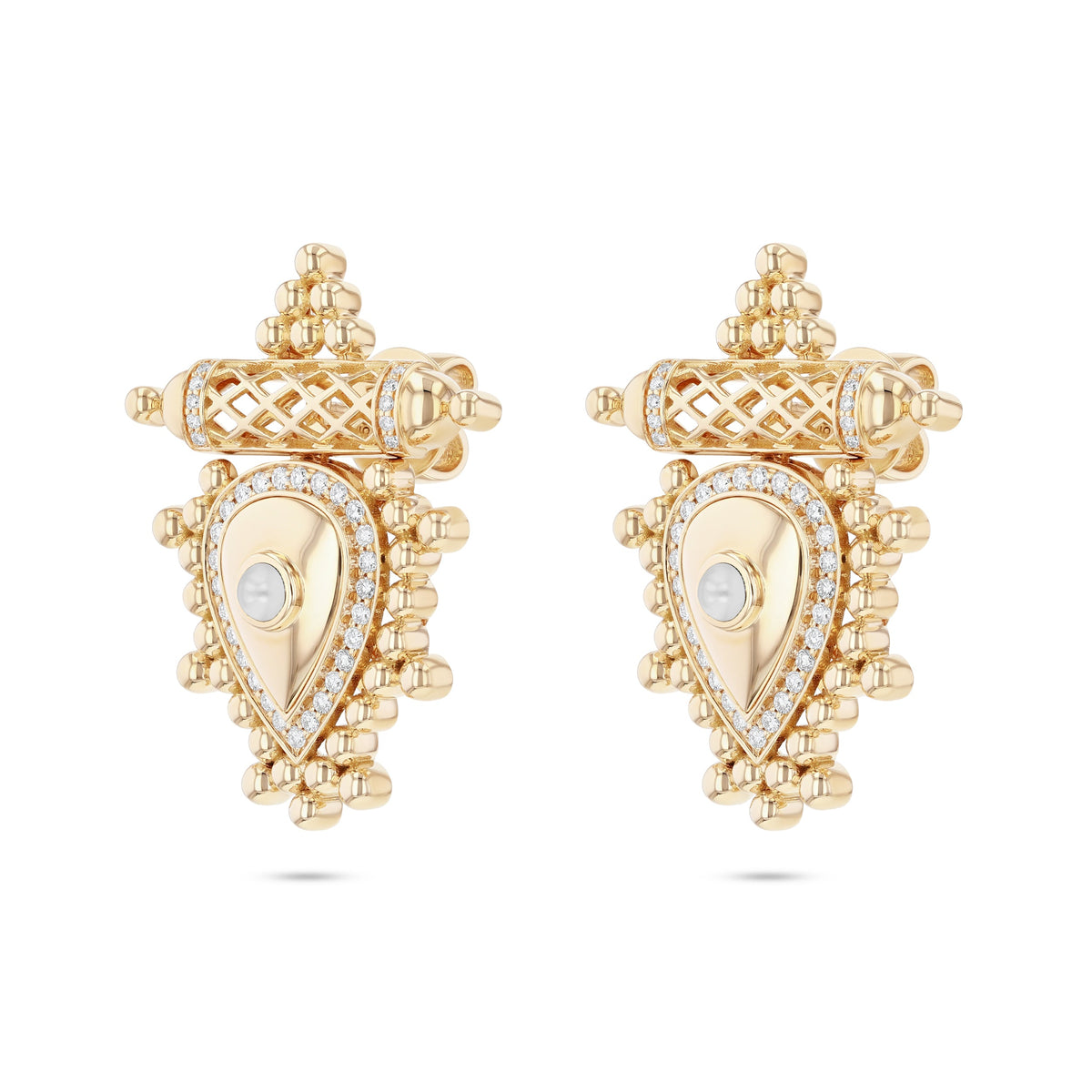 Al Qasr Medium Earrings Pearl#Gold_Yellow Gold