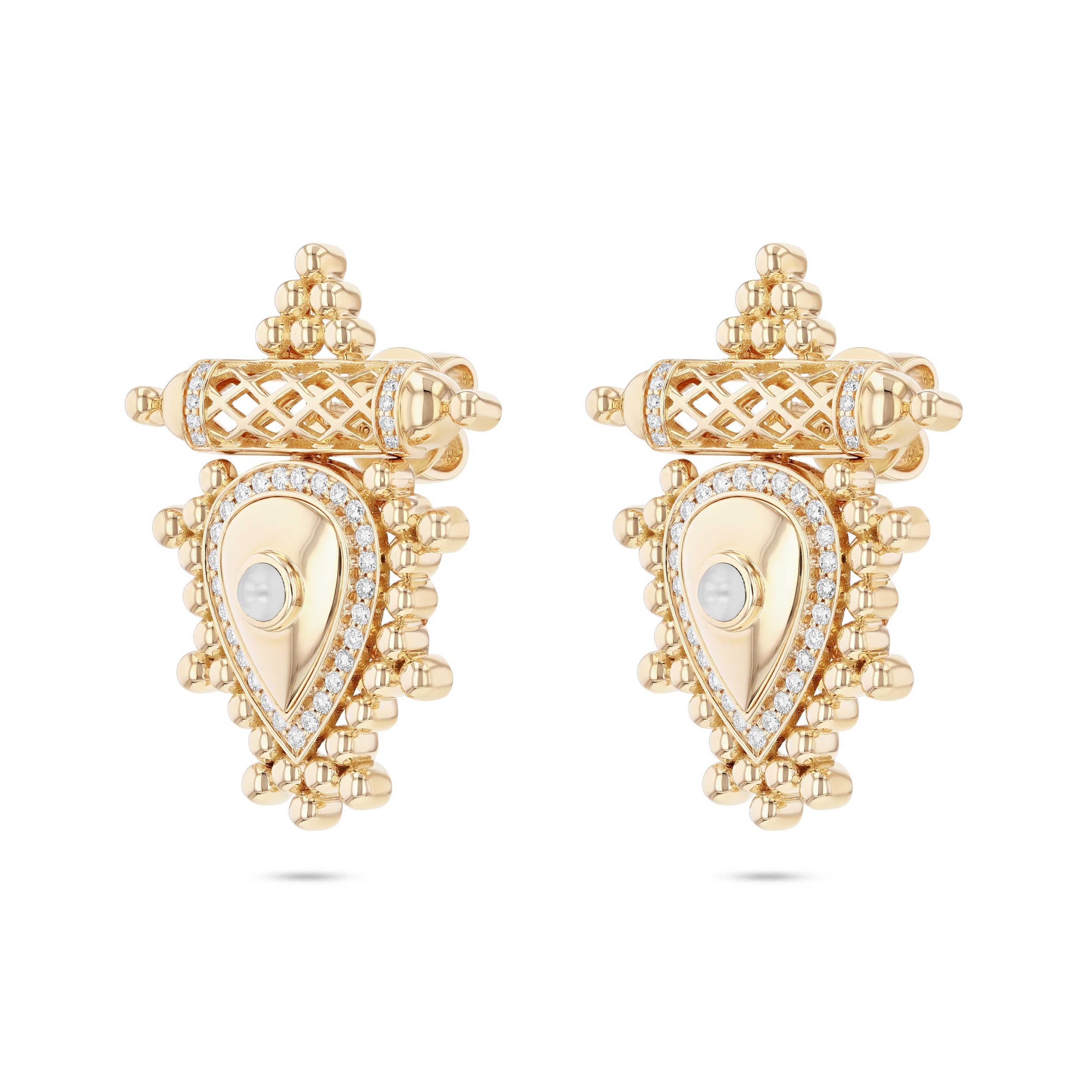 Al Qasr Medium Earrings – Pearl | Yellow Gold