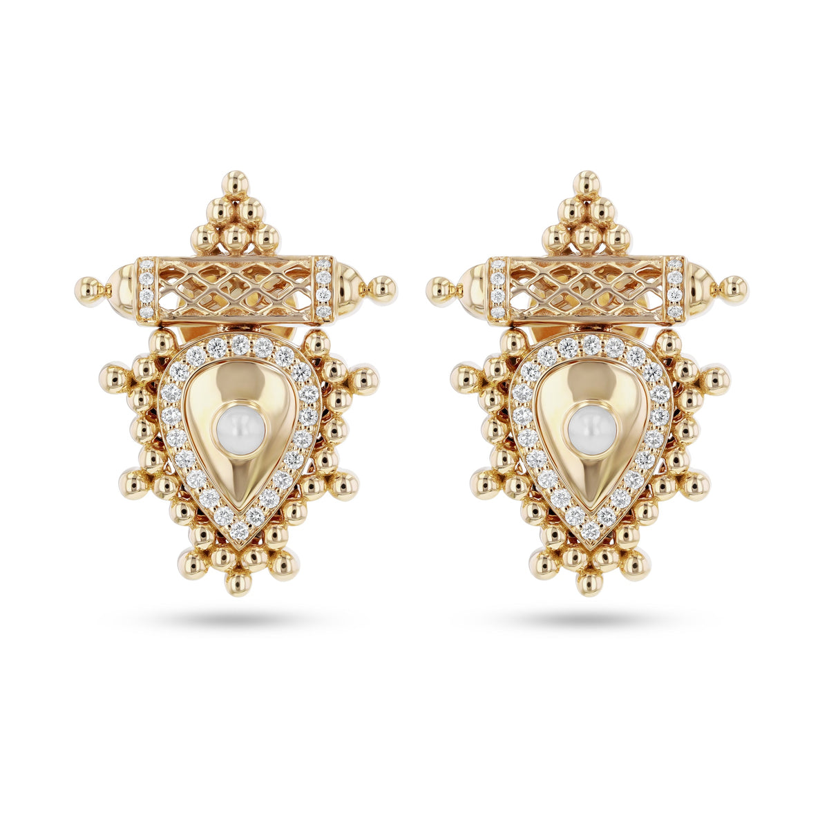 Al Qasr Small Earrings Pearl#Gold_Yellow Gold