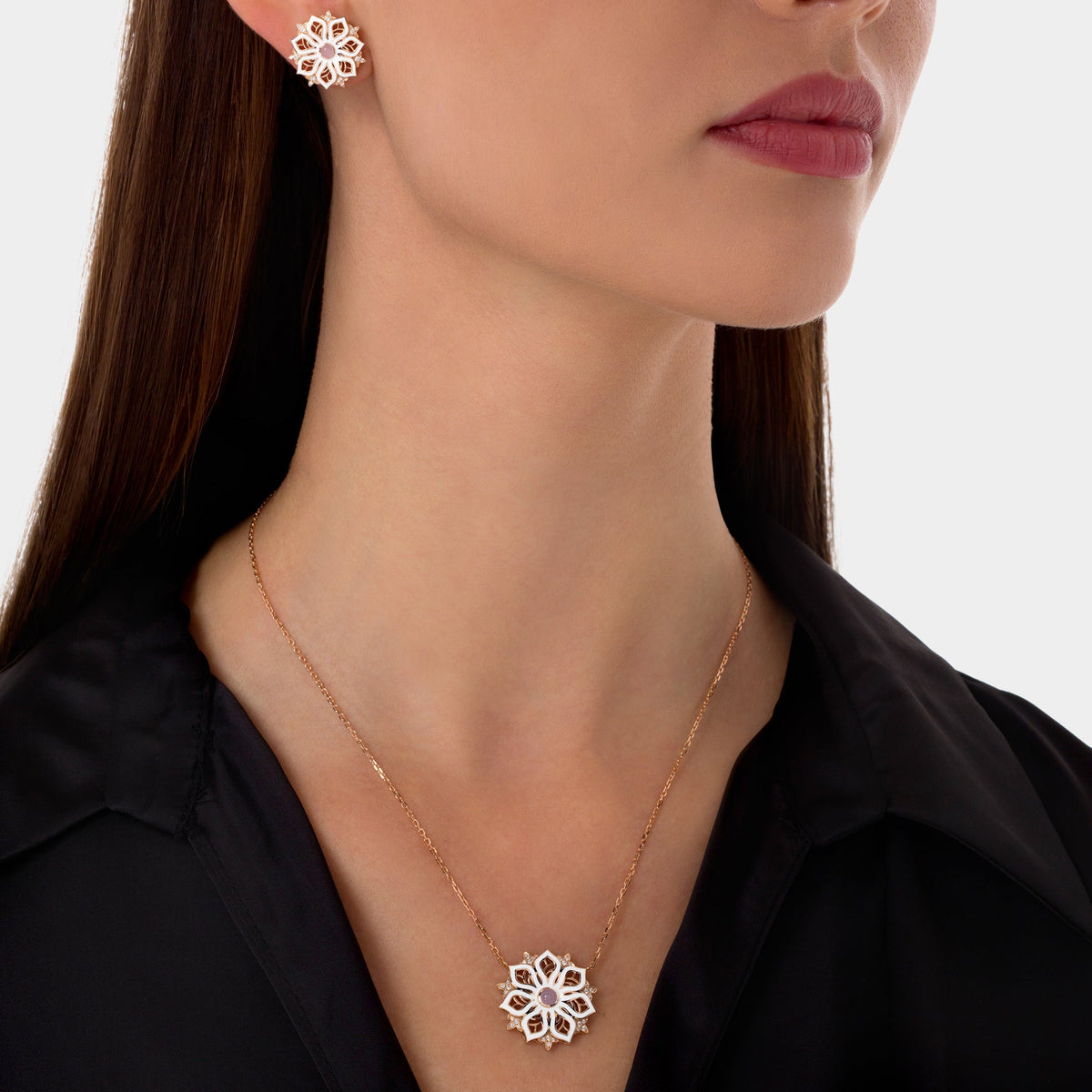 AURA Bloom Necklace Small#Gold_Rose Gold
