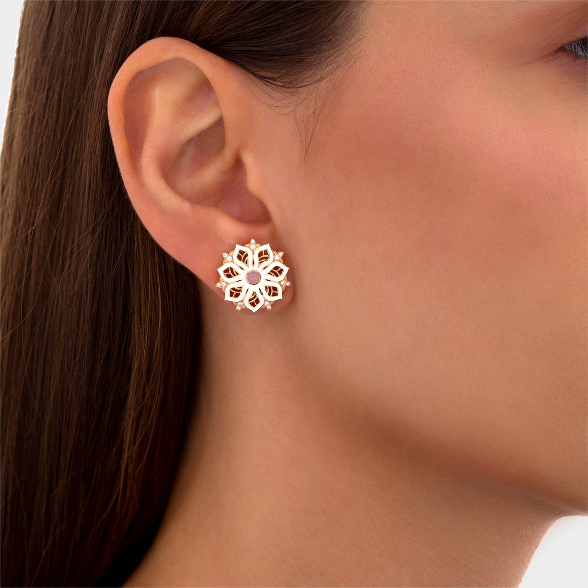 AURA Bloom Earrings#Gold_Rose Gold