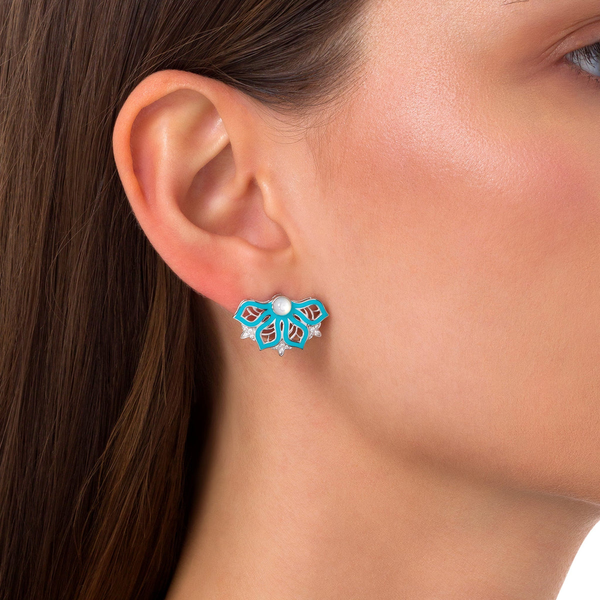 AURA Rise Earrings Small#Gold_White Gold