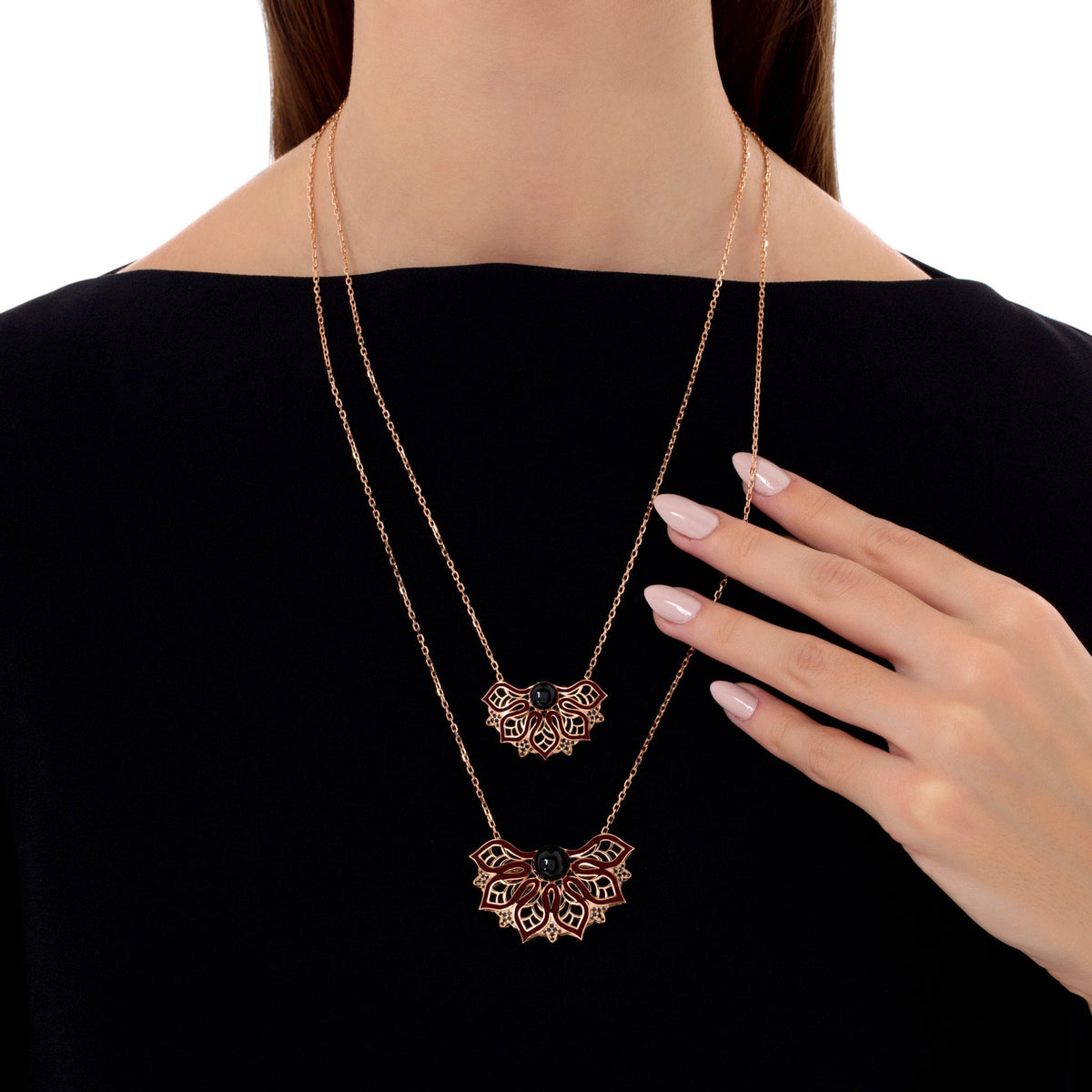 AURA Rise Necklace Large#Gold_Rose Gold