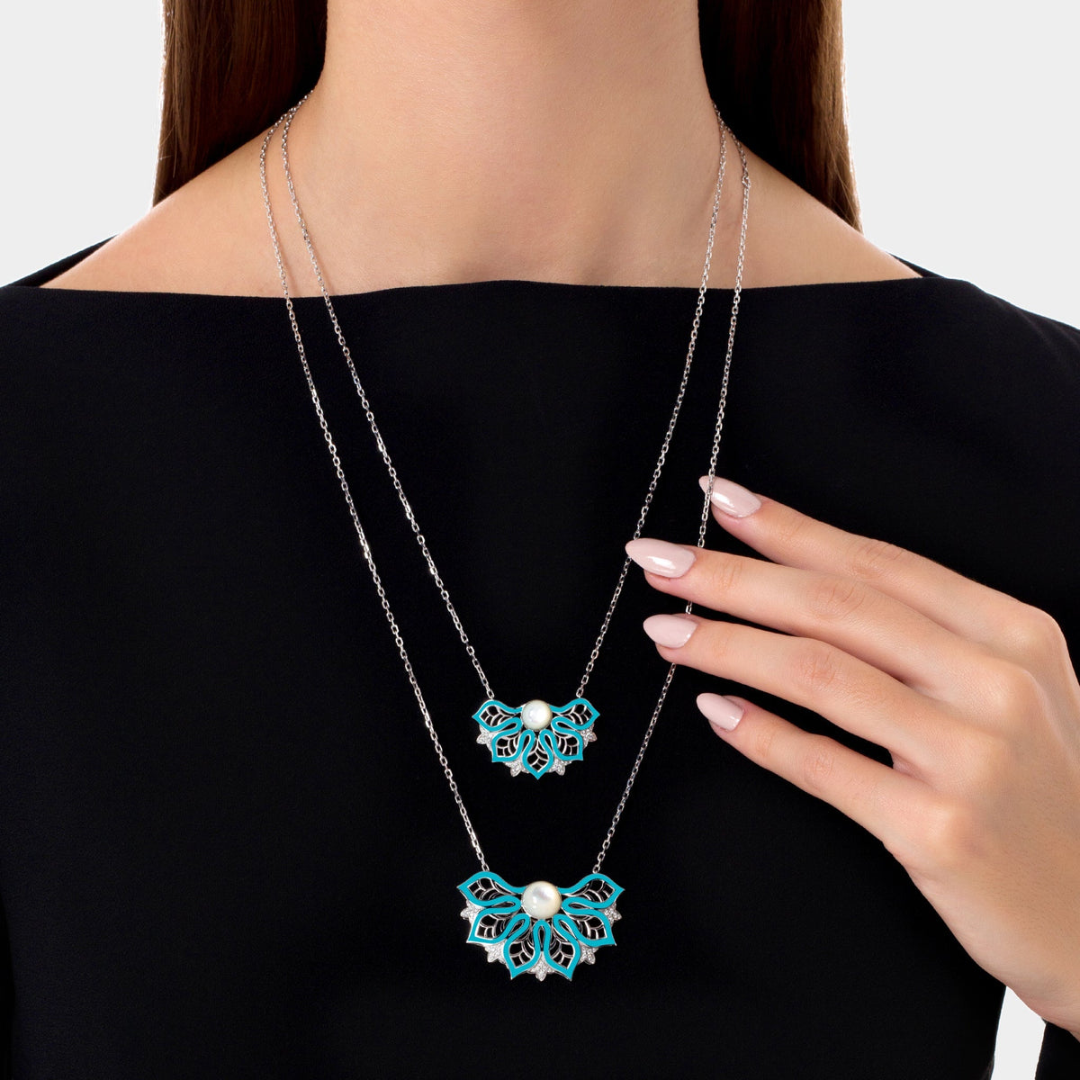 AURA Rise Necklace Extra Large#Gold_White Gold