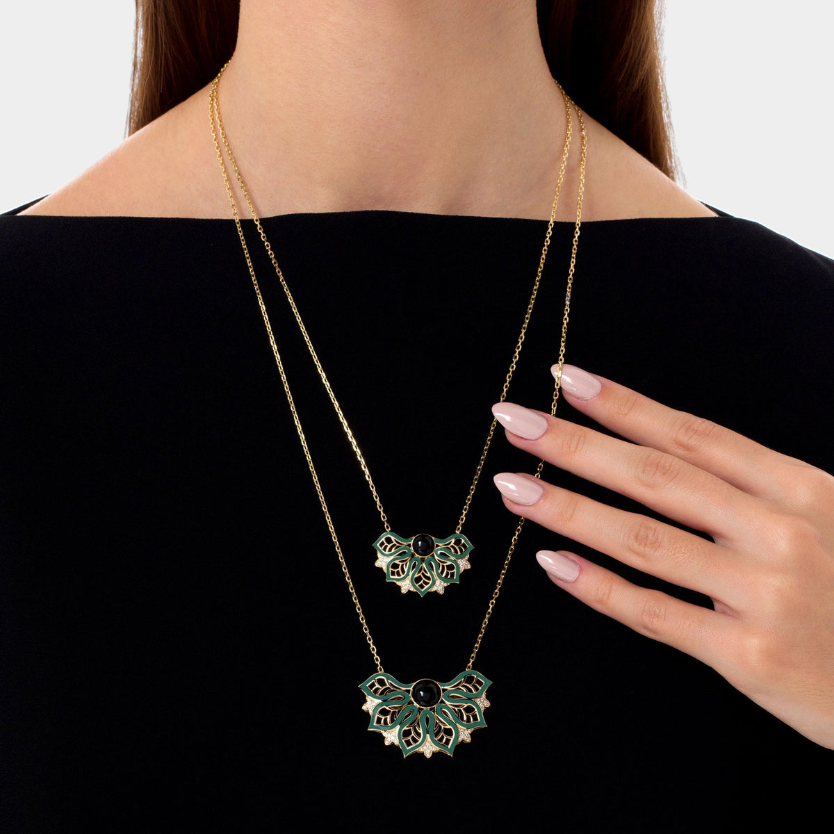 AURA Rise Necklace Large#Gold_Yellow Gold