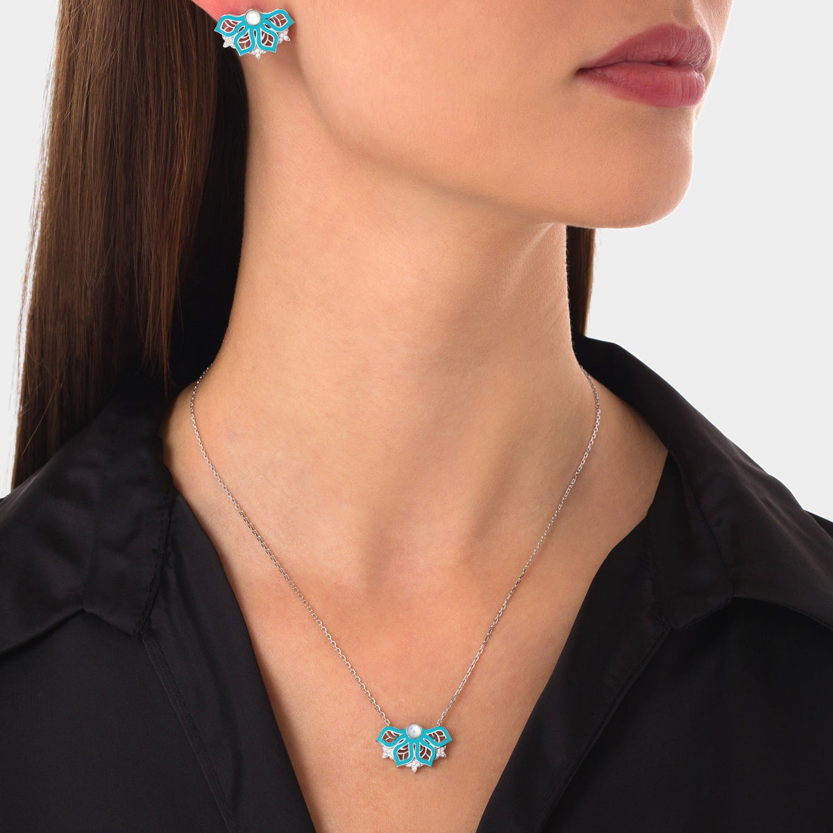 AURA Rise Necklace Small#Gold_White Gold