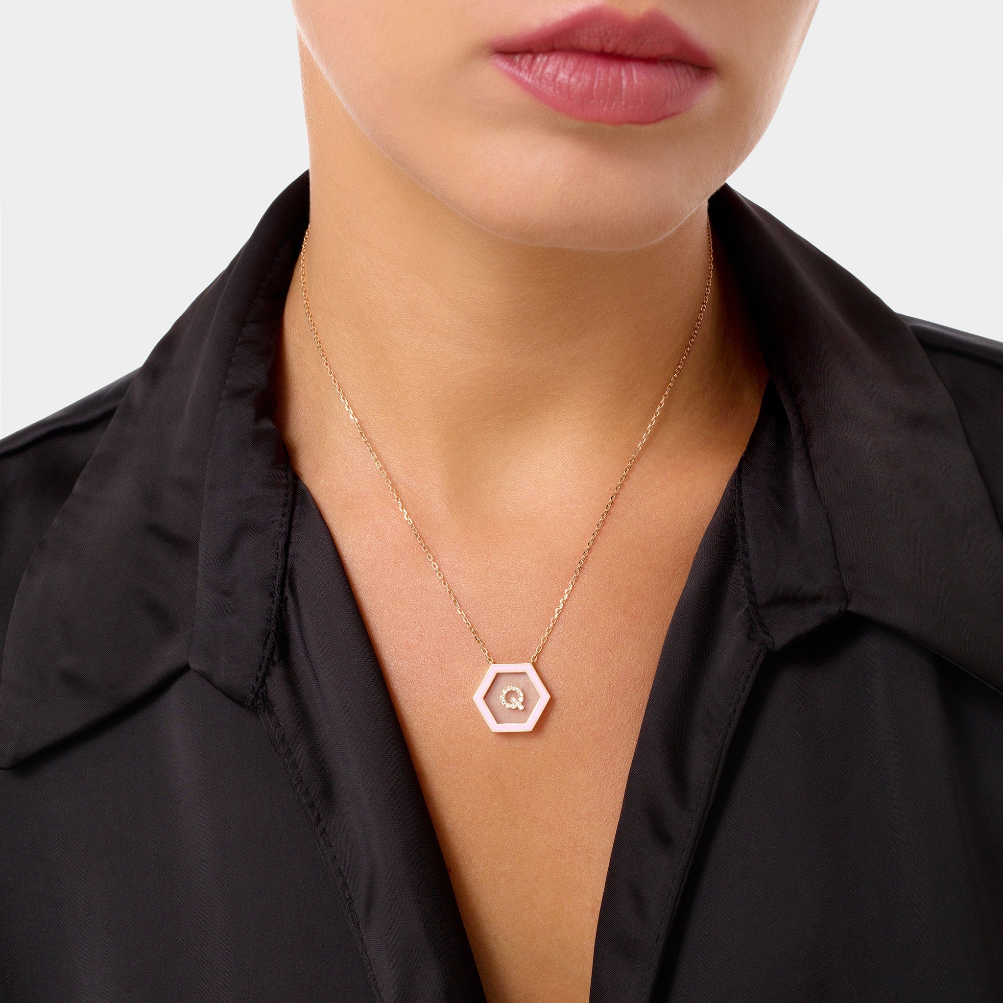 HEXA Letter Q Necklace