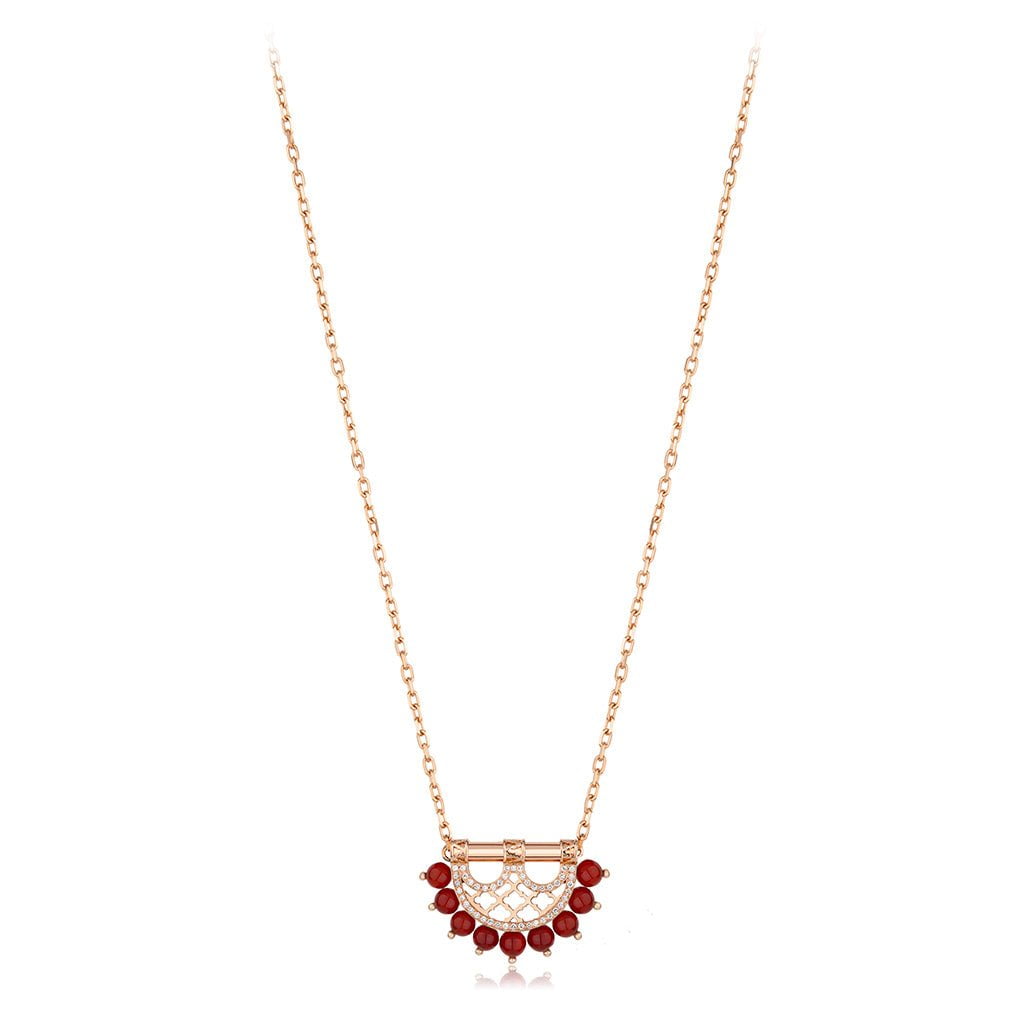 Heritage Pearl Pendant in Mini Border Diamond — Agate#Stone_Agate