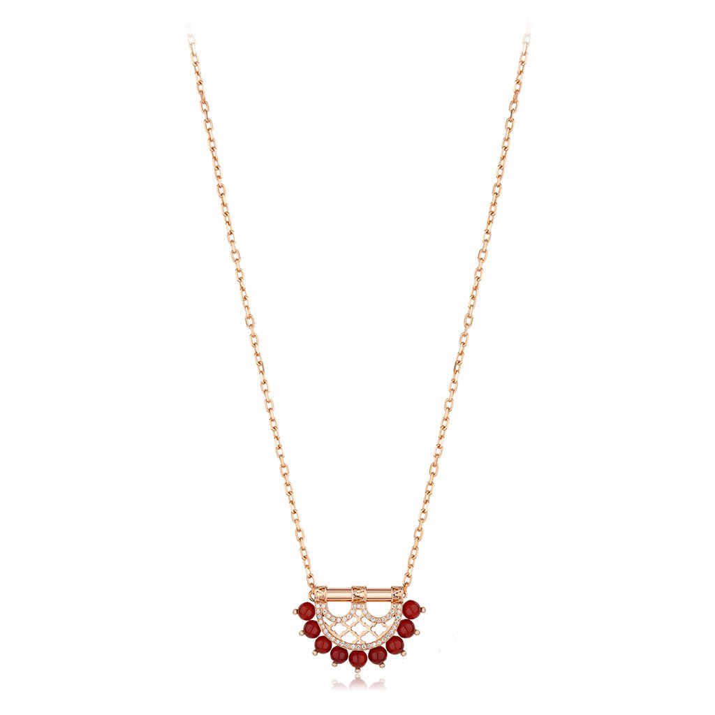 Heritage Pearl Pendant in Mini Border Diamond — Agate#Stone_Agate